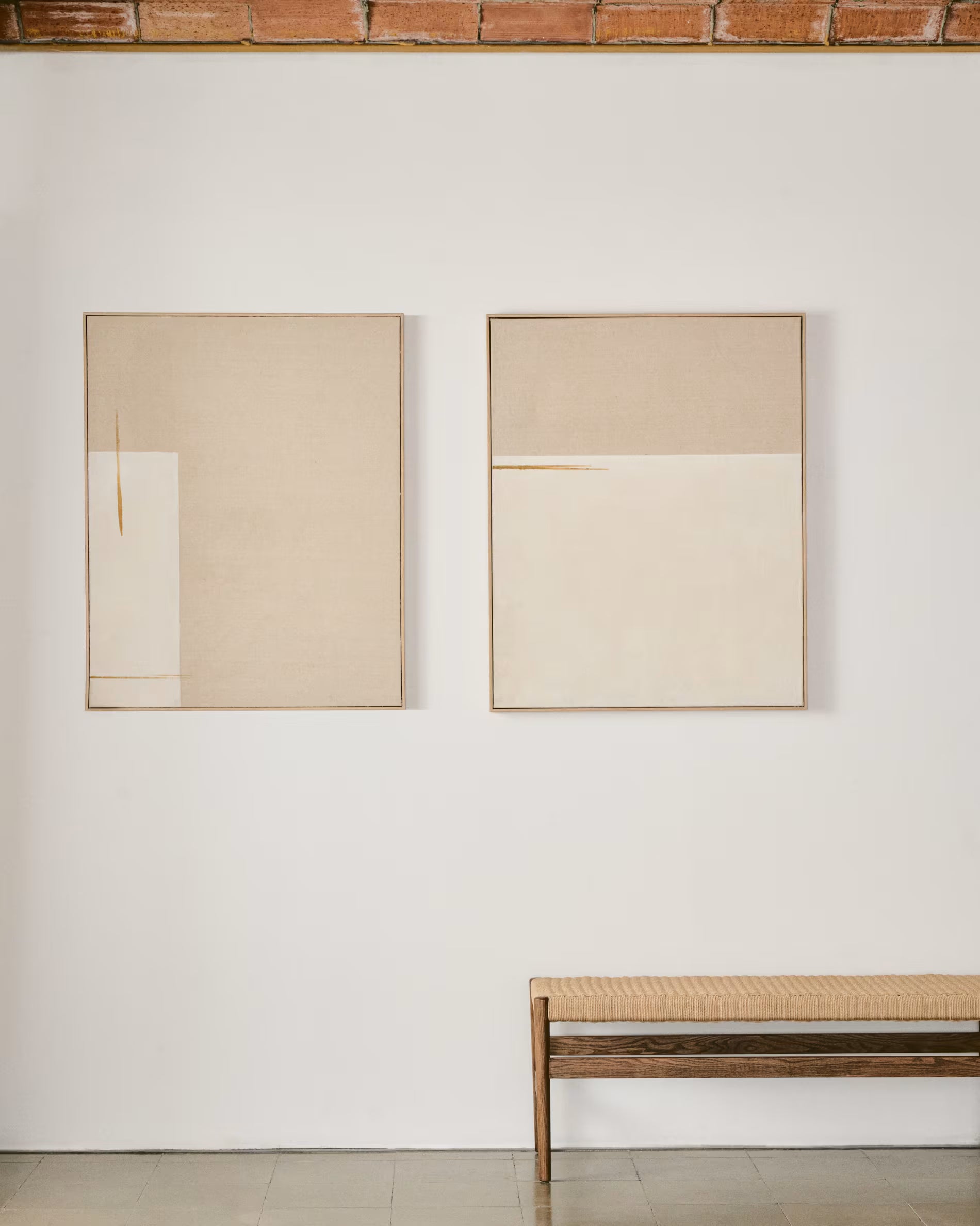 SALIN Beige Artwork with Horizontal Line
