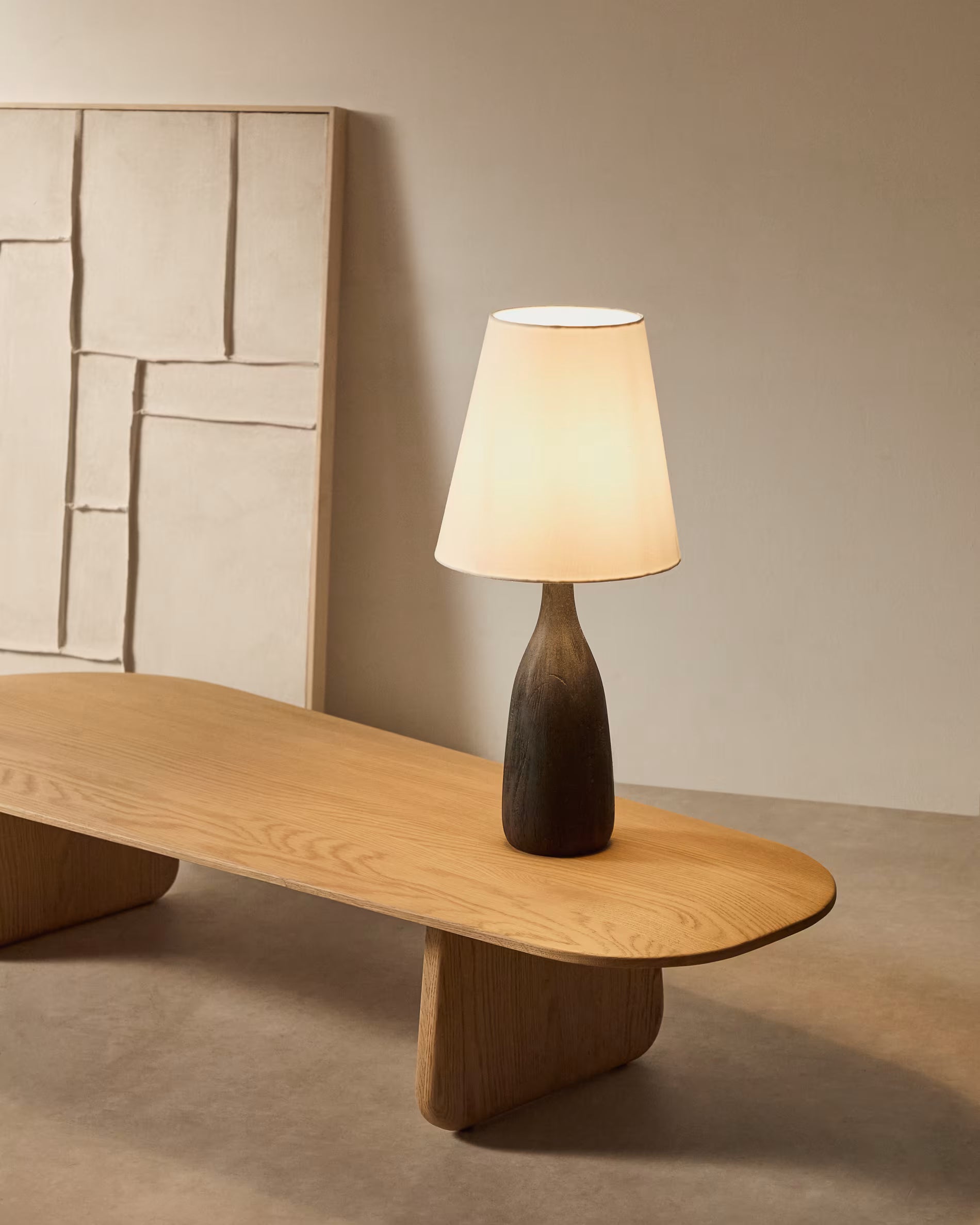 LUVIA table lamp cream shade with black base