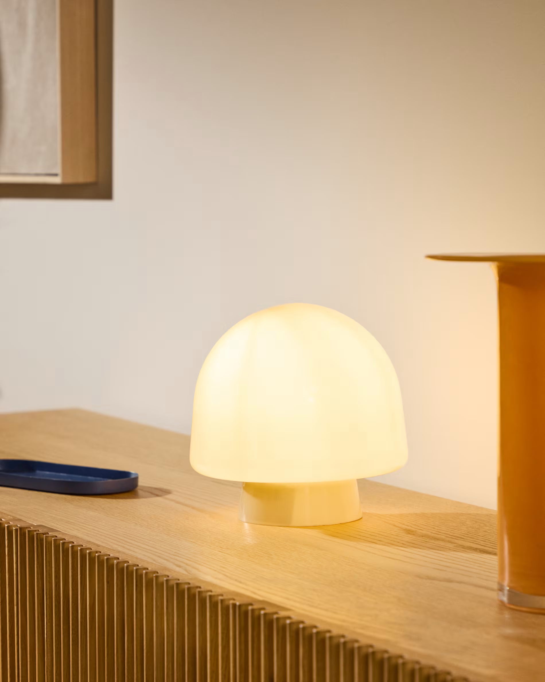 Tischlampe REIG graues Glas