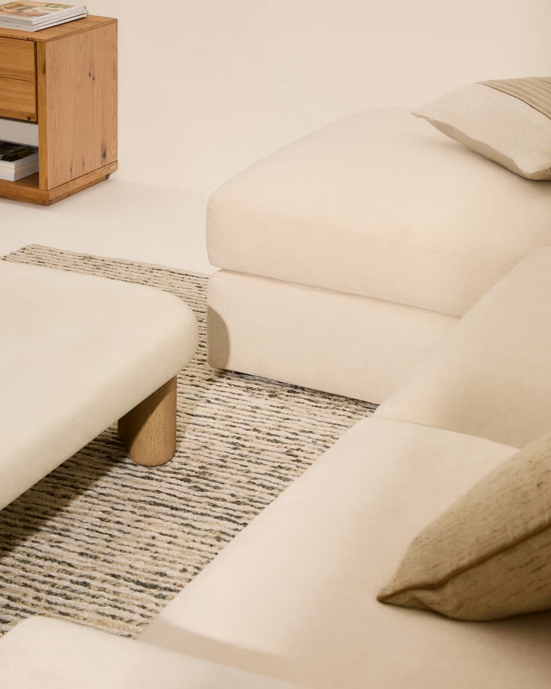4-Sitzer-Ecksofa links ALEA ecru Chenille