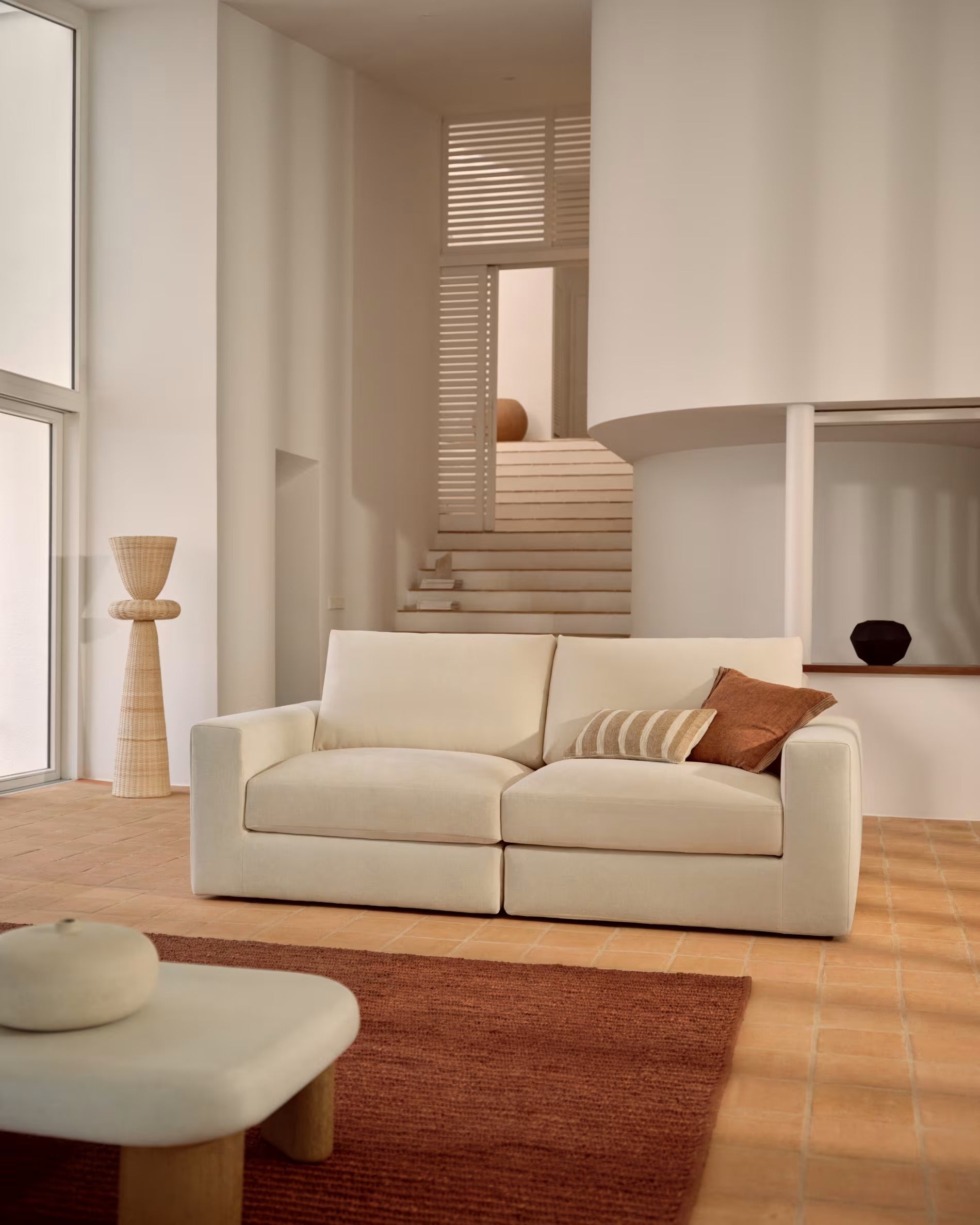 3-Sitzer-Sofa ALEA aus ecrufarbenem Chenille 