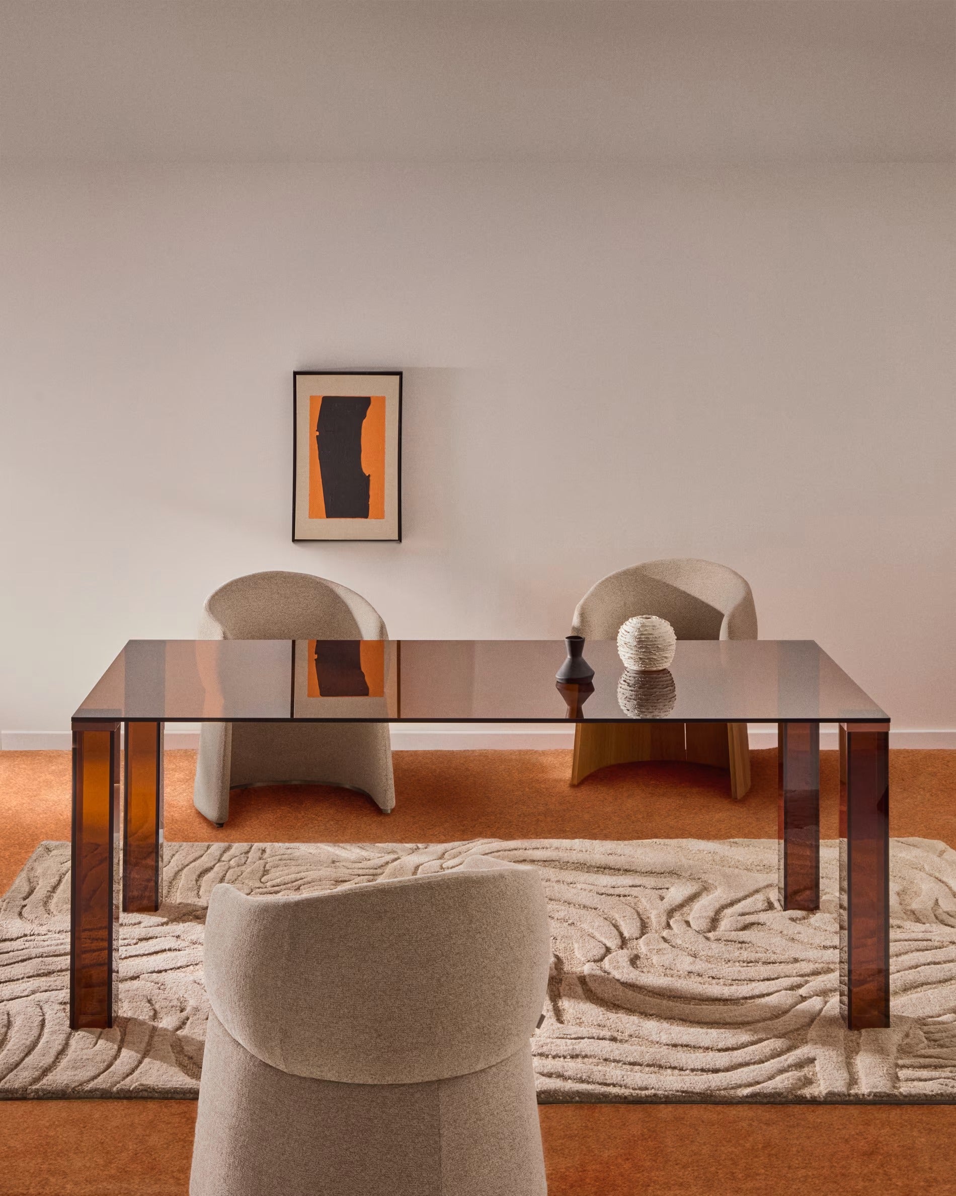 Tisch ADULARIA braunes gehärtetes Glas