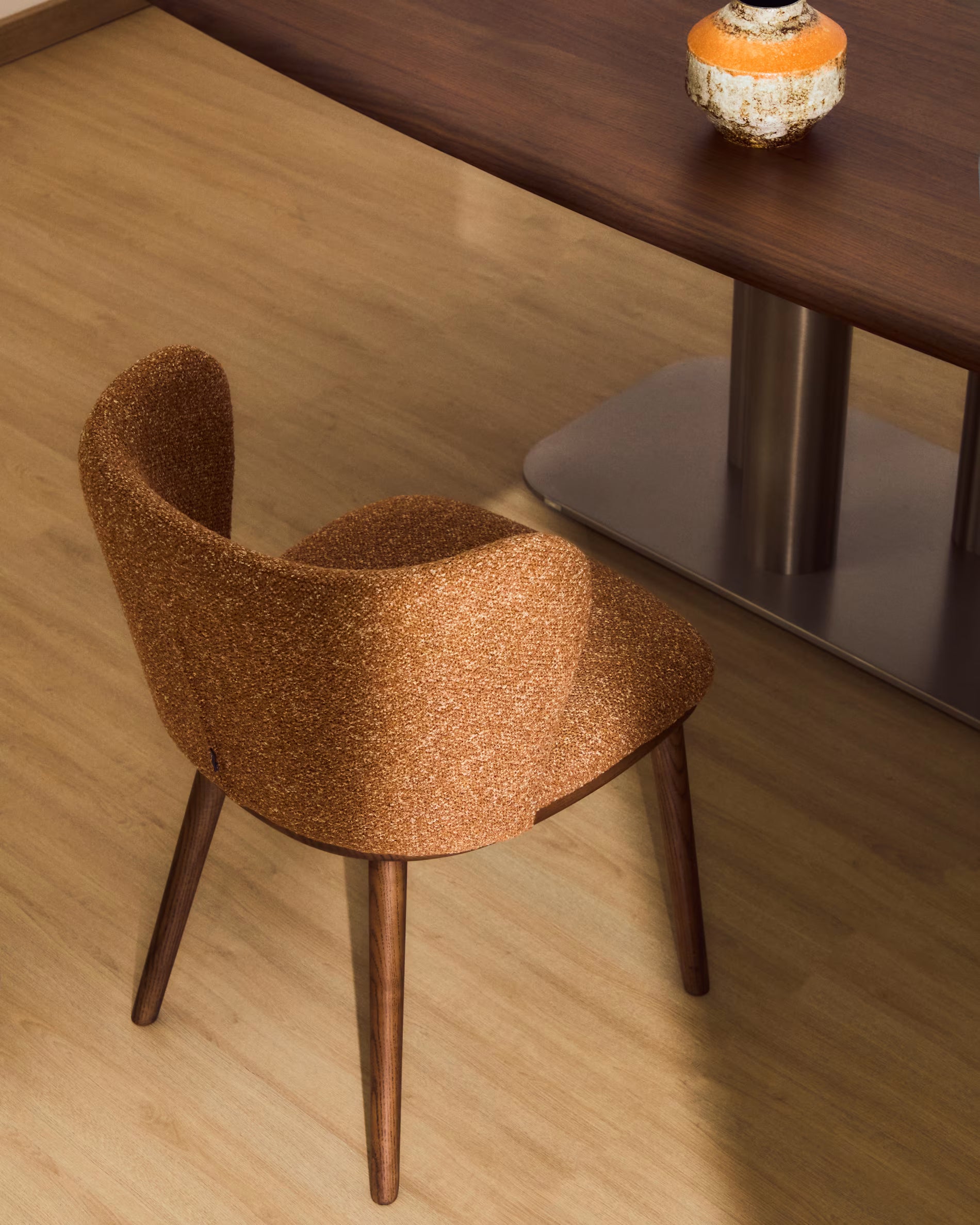 CISELIA Chair in Brick Chenille with Dark Ash Base