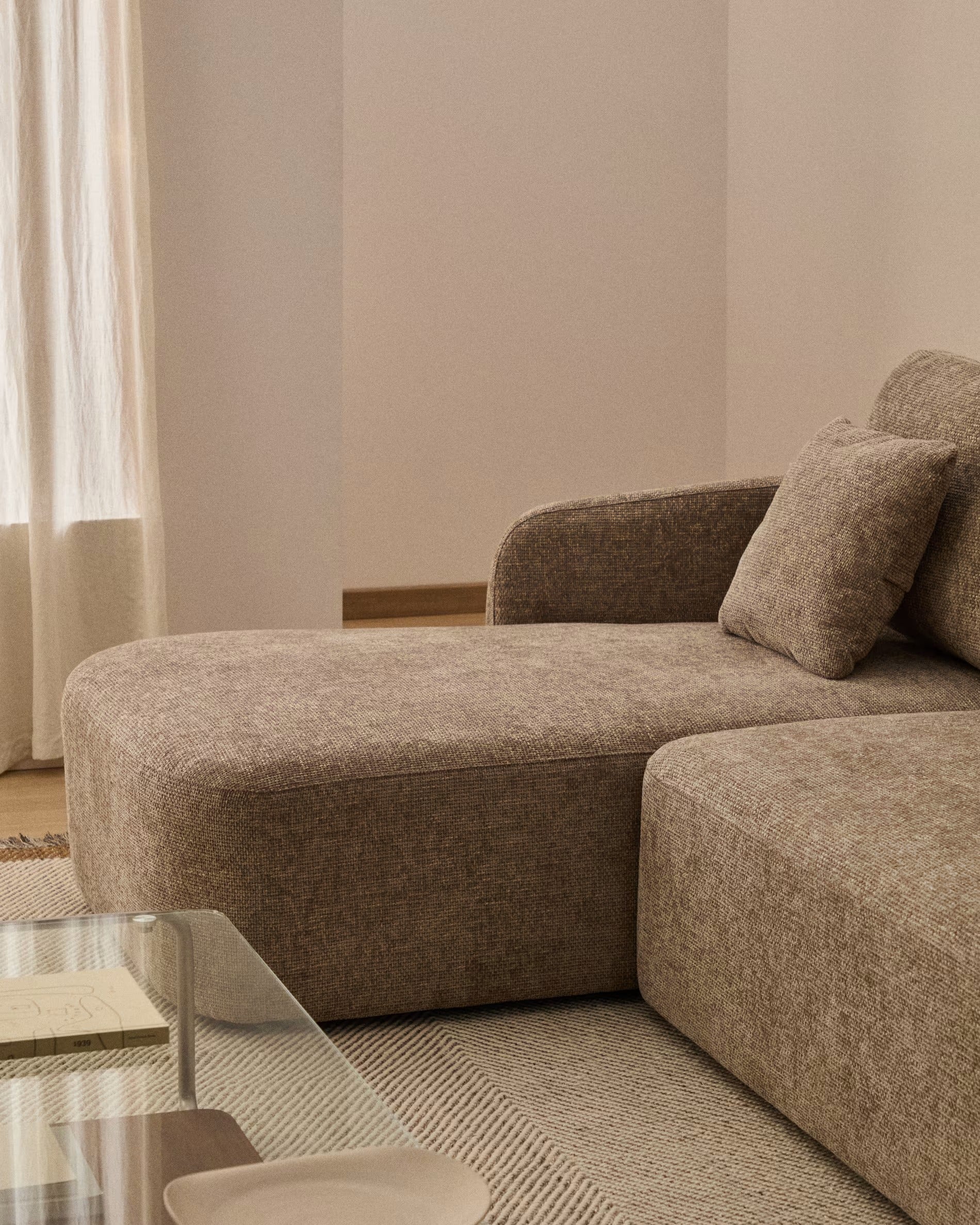 Linksseitiges 3-Sitzer-Sofa mit Schlaffunktion LAIRA taupe