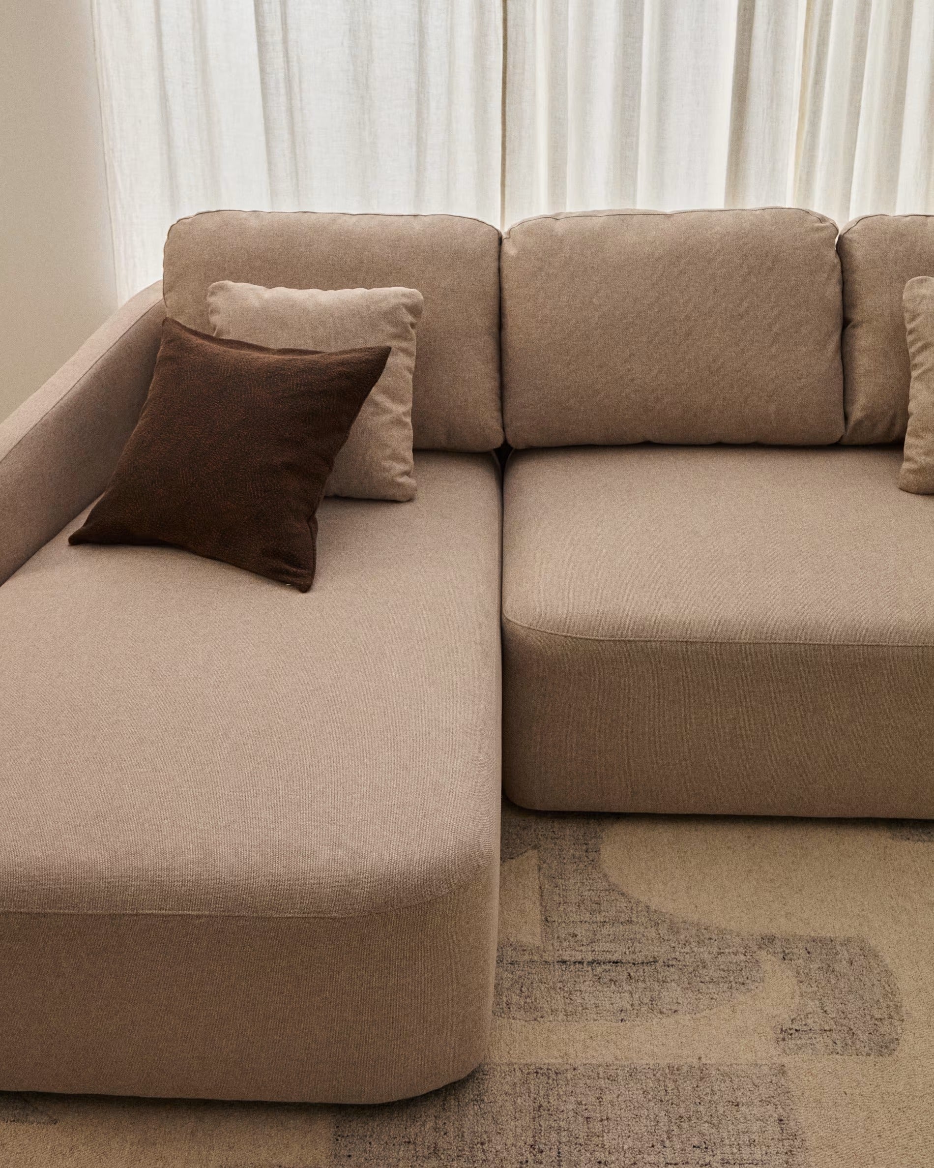 Left-sided 3-seater sofa bed LAIRA beige