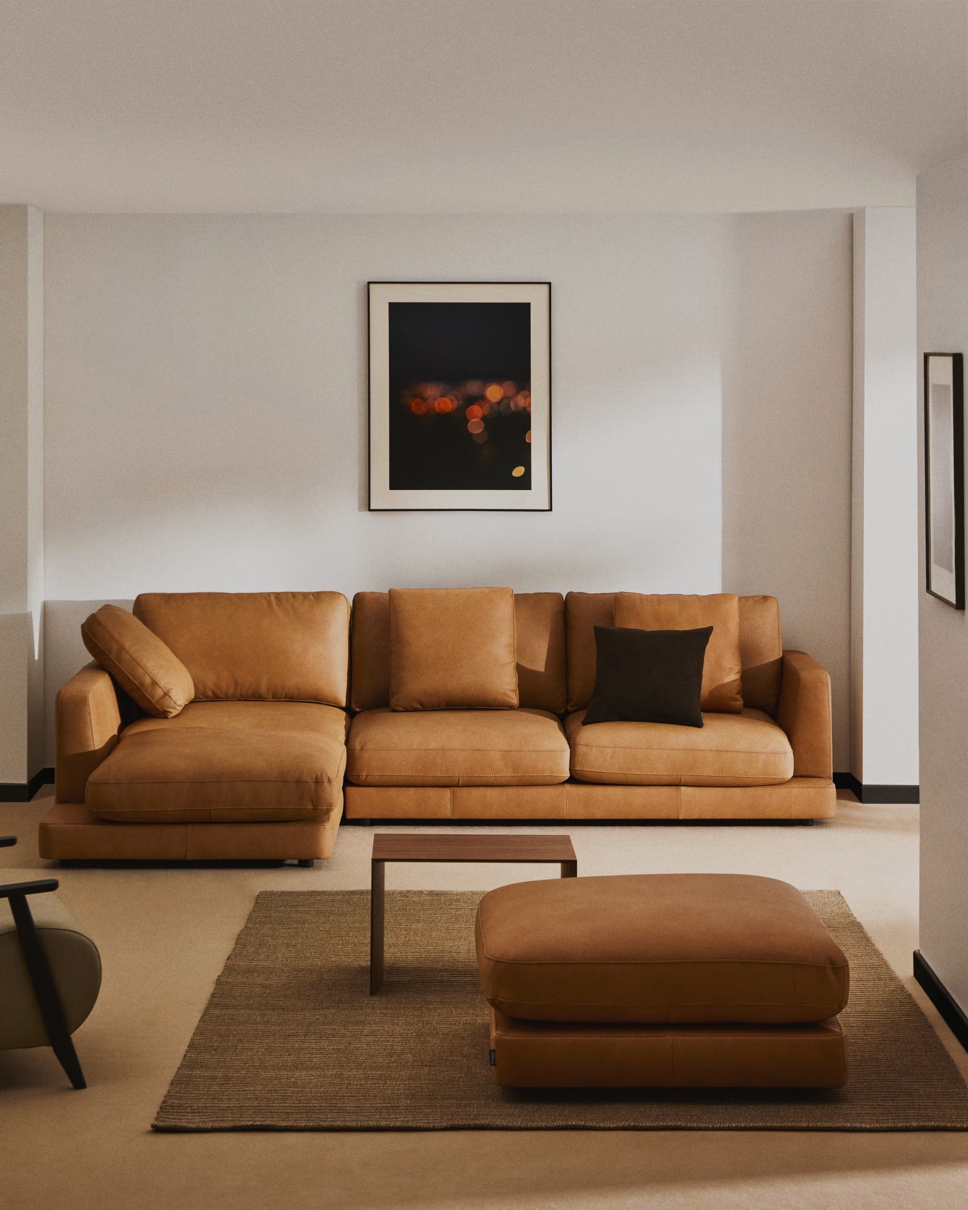 4-seater left-facing corner sofa GALA natural leather