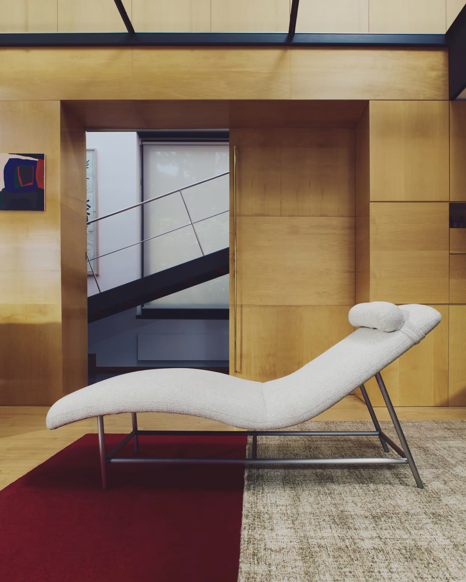 OSLA beige chaise longue with silver base