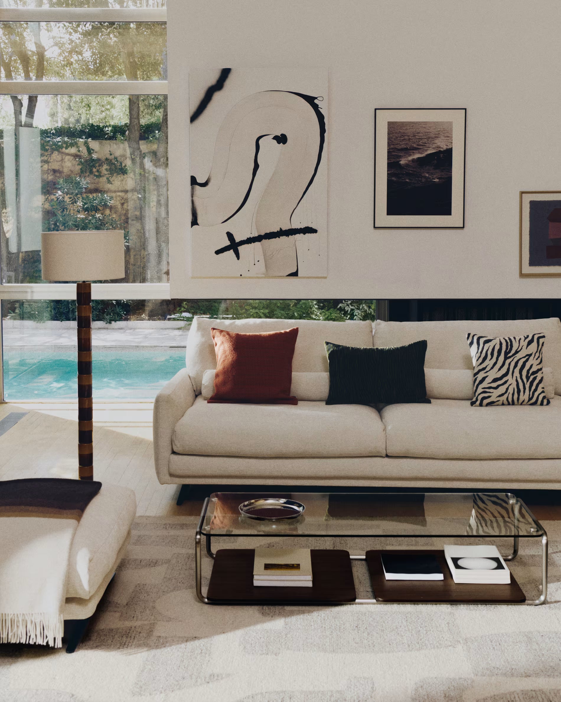 Sofa 3-Sitzer VELIRO beige mit schwarzem Gestell