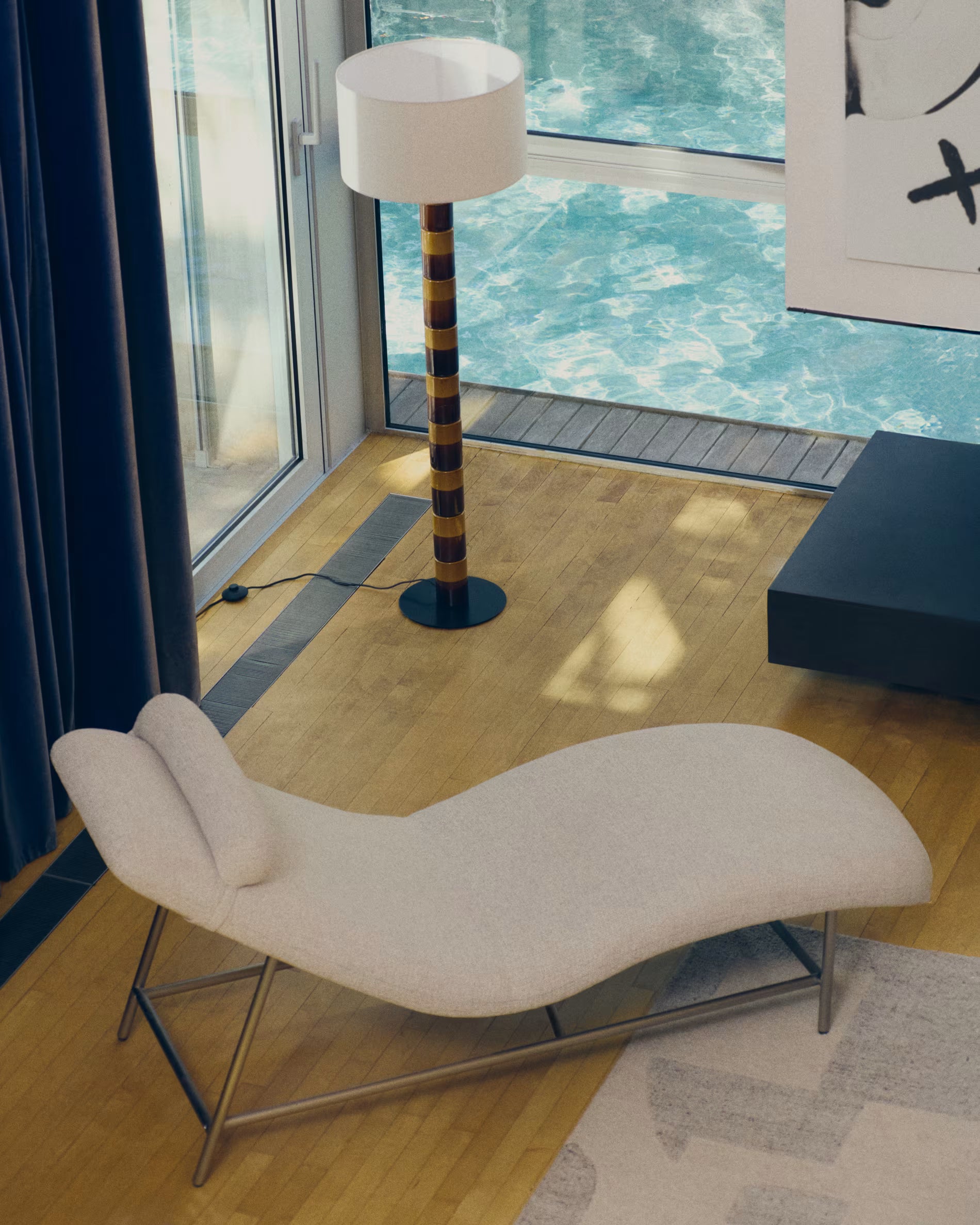 MAVRAN floor lamp brown with mustard