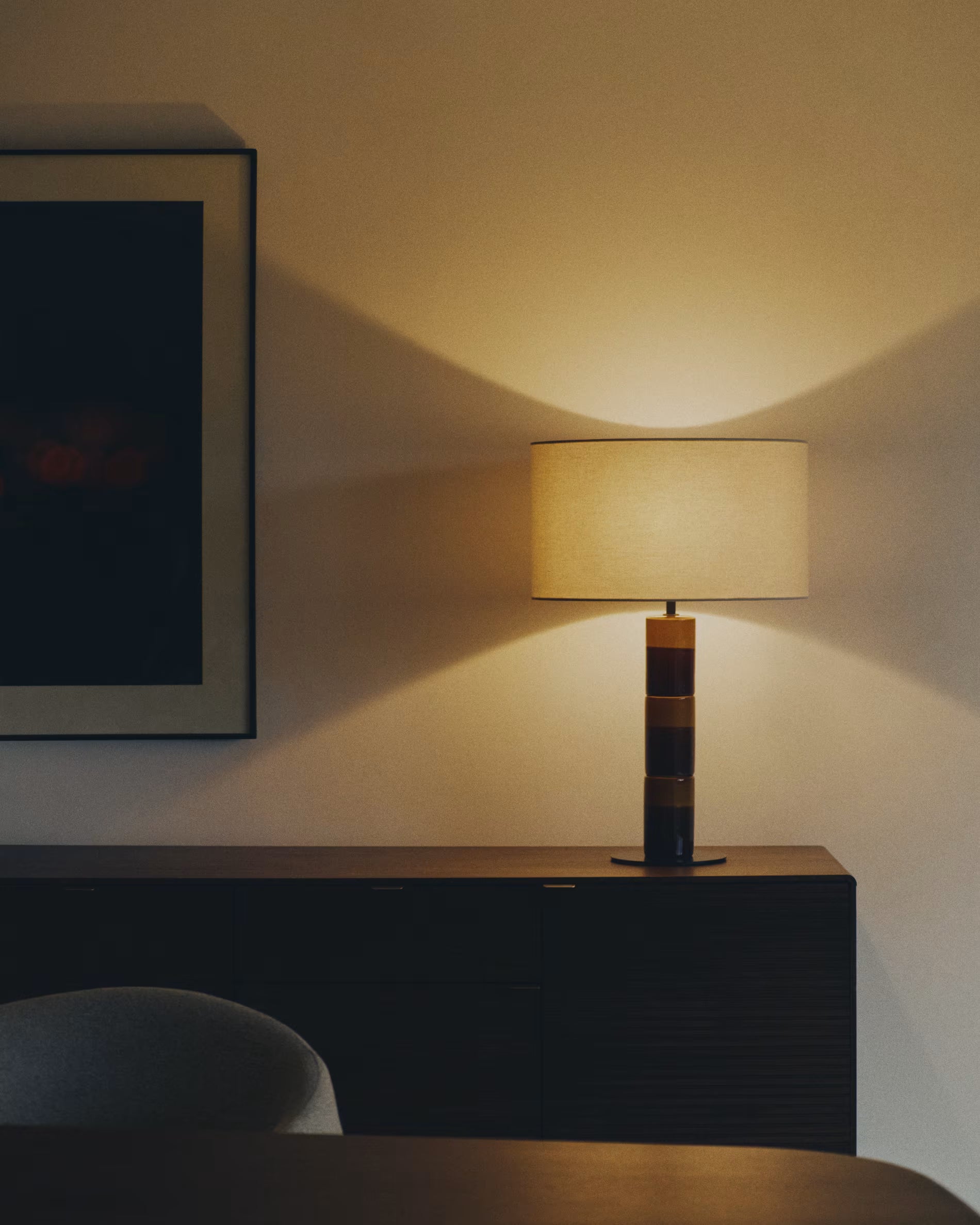 MAVRAN table lamp brown with mustard
