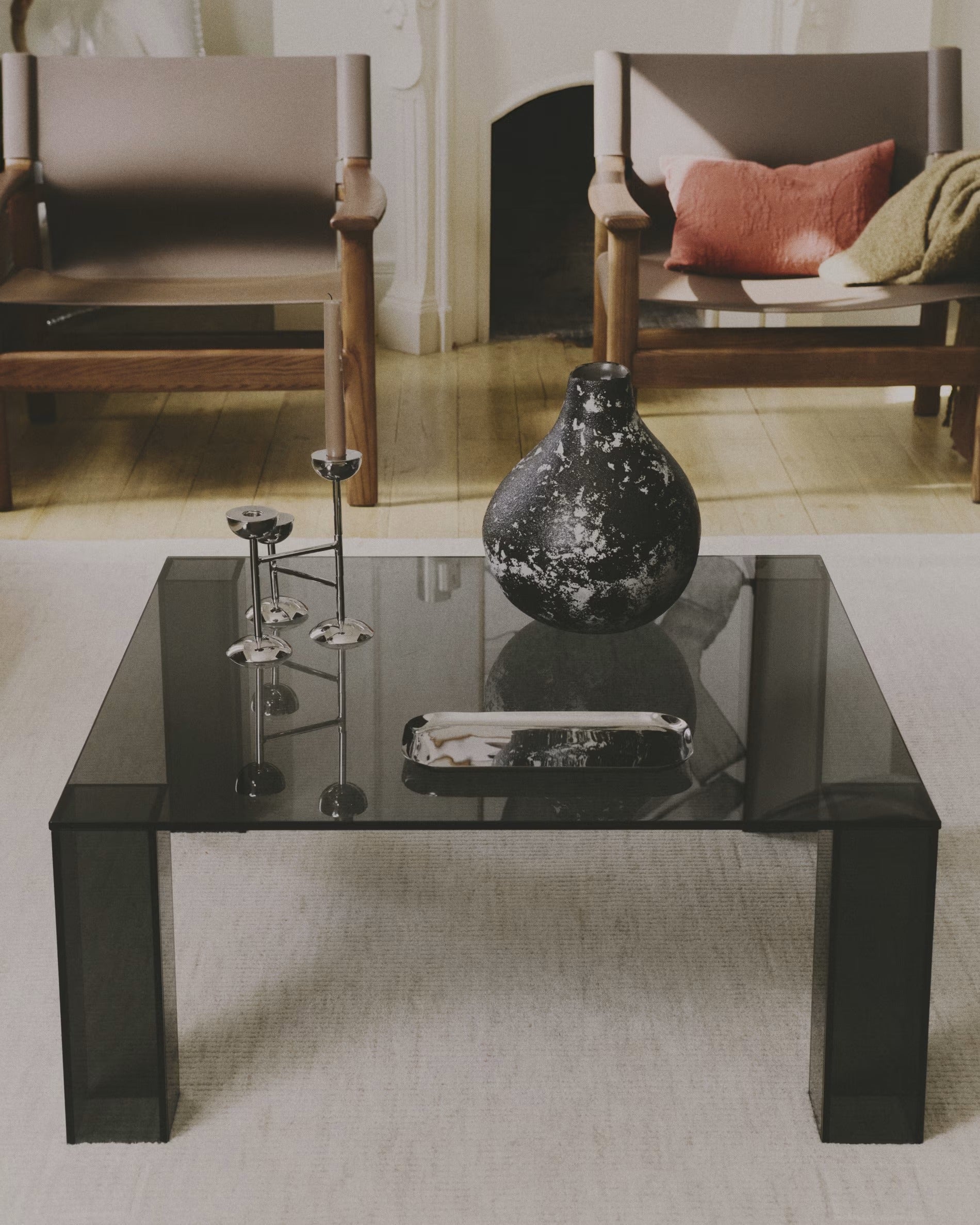 Square Coffee Table ADULARIA Dark Gray Tempered Glass