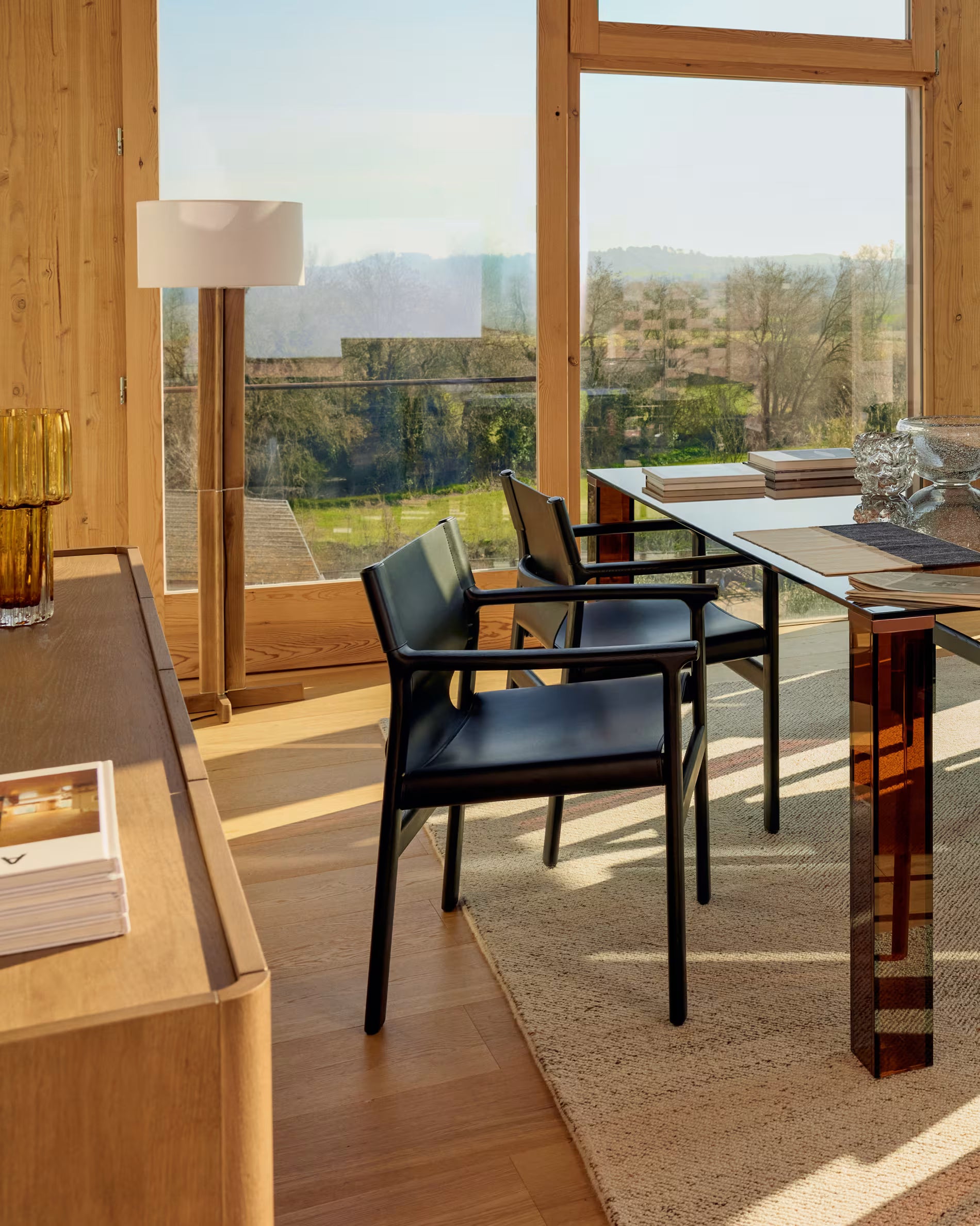 NIANI Gray Floor Lamp with Wooden Base