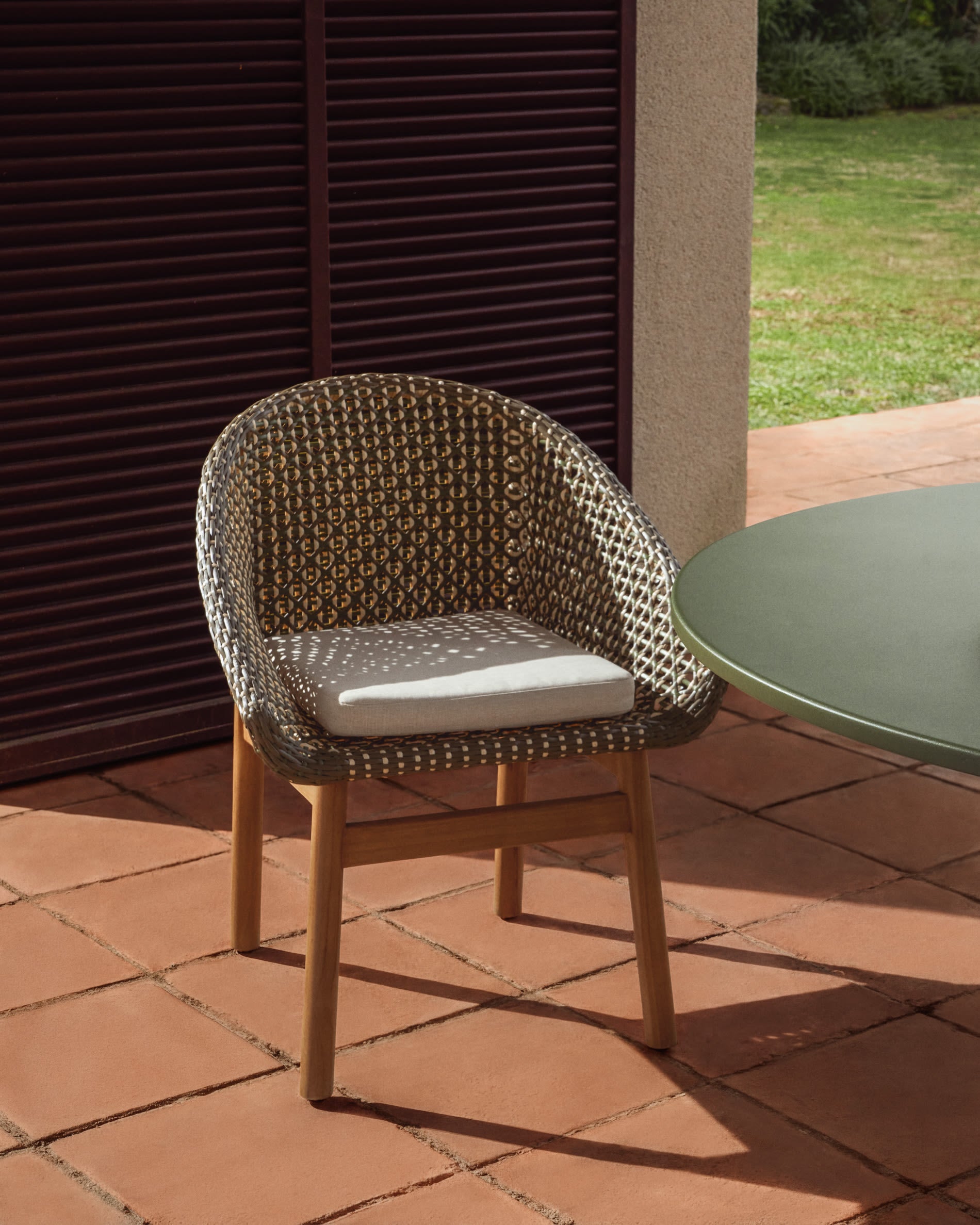 OLBIA Garden Chair in Synthetic Rattan and Teak Wood