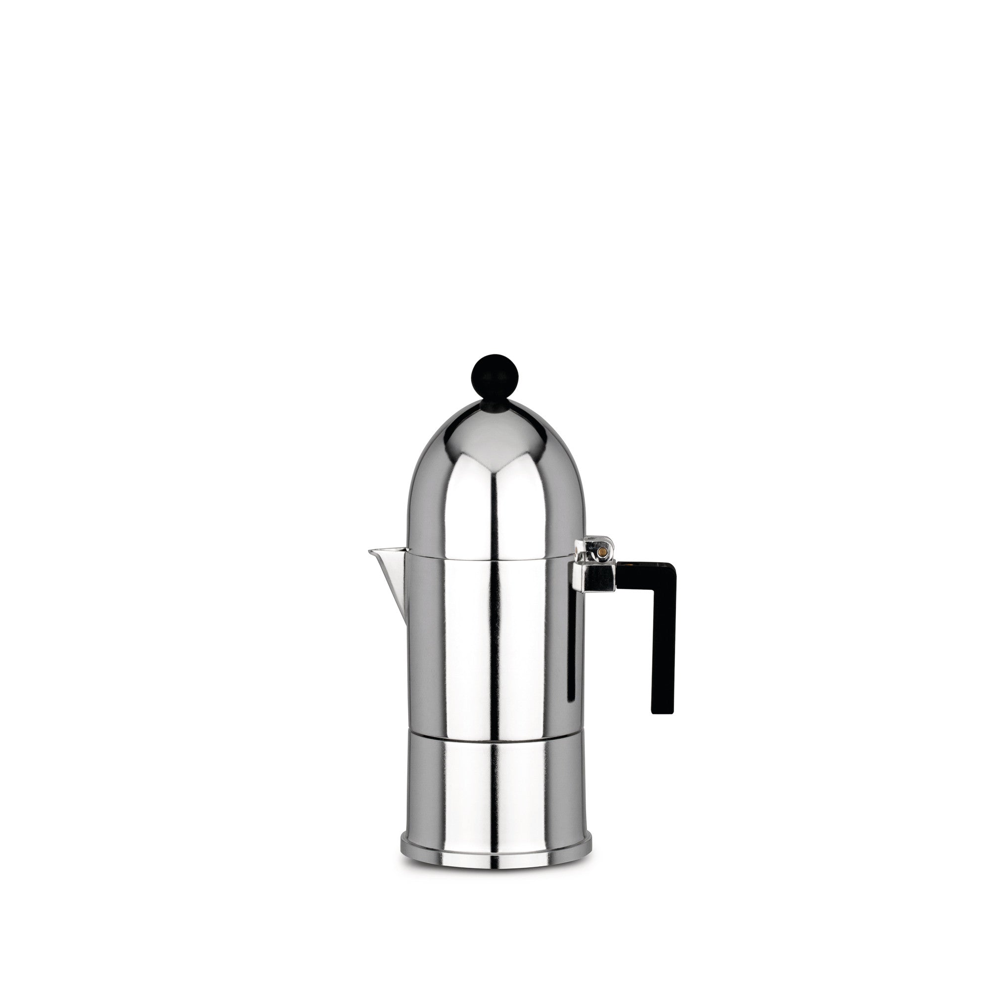 Silver La Cupola coffee machine with black