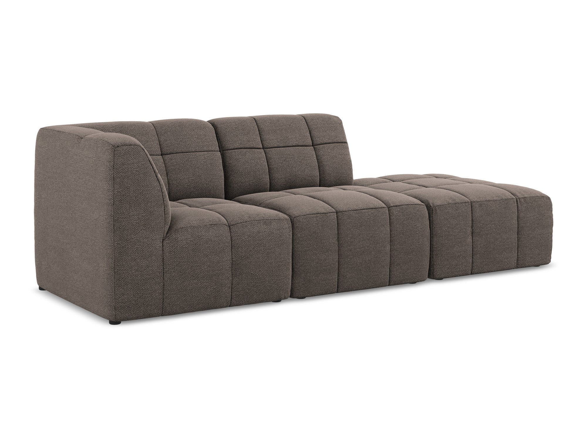 Left-facing open modular sofa for 3 people ALOHA chocolate boucle
