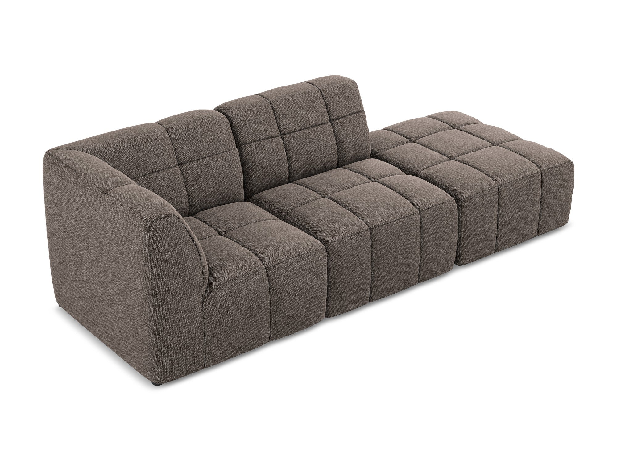 Left-facing open modular sofa for 3 people ALOHA chocolate boucle