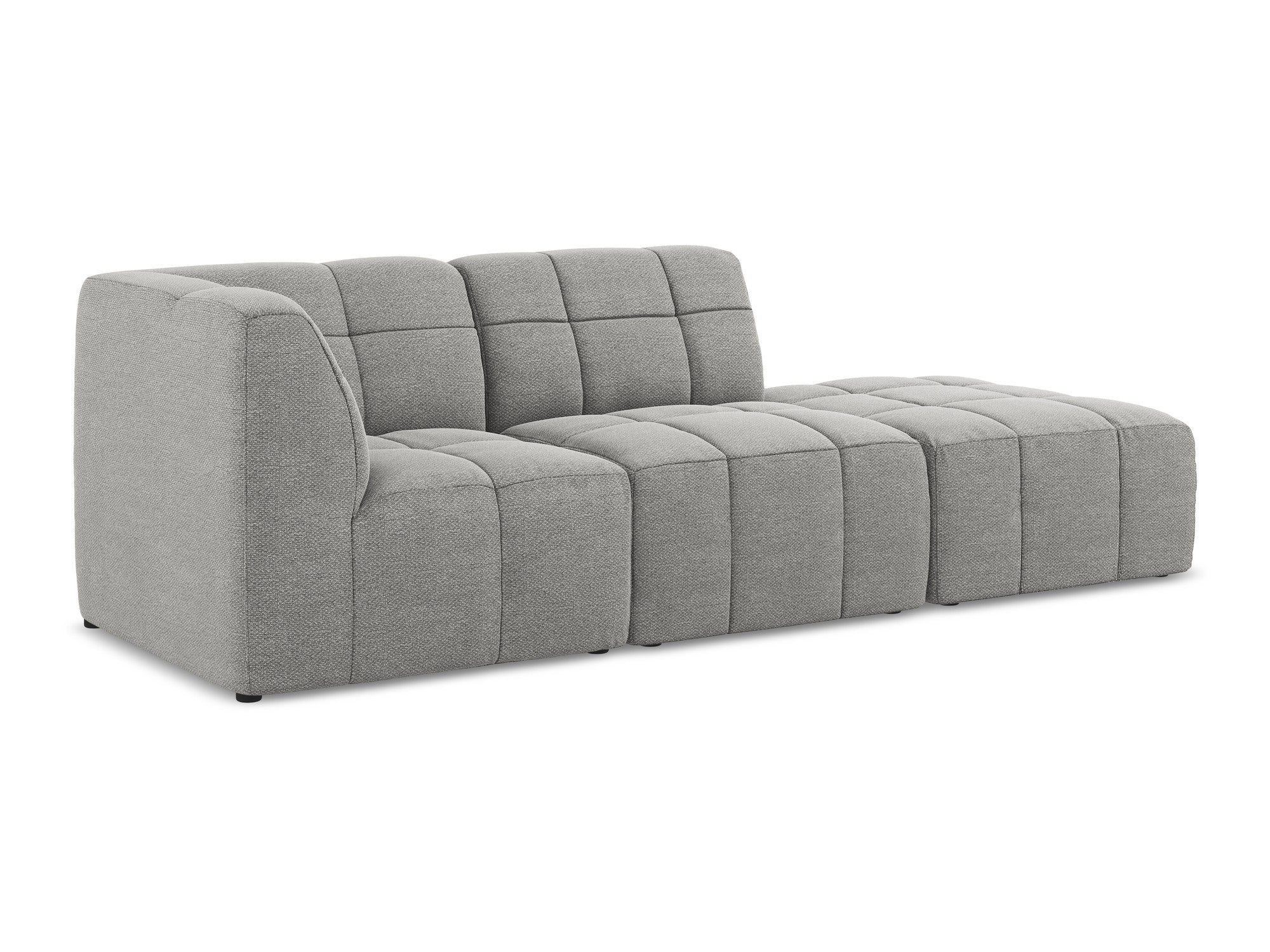 Left-facing open modular sofa ALOHA light gray boucle 3-seater