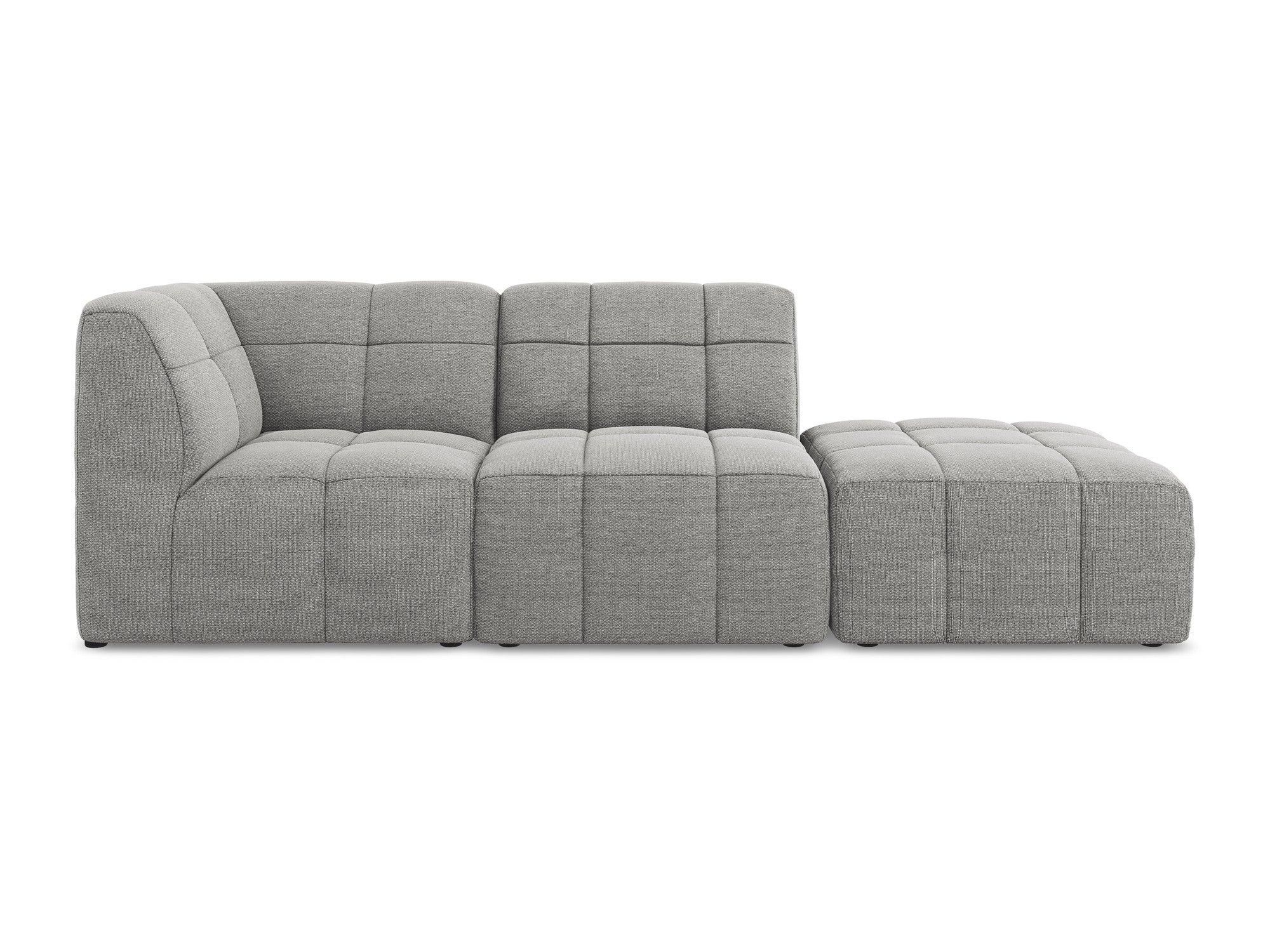 Left-facing open modular sofa ALOHA light gray boucle 3-seater