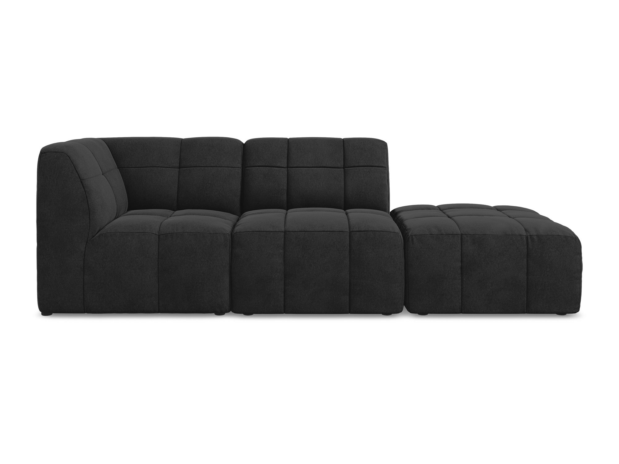 Modulares Samtsofa linksseitig offen 3-sitzig ALOHA schwarz