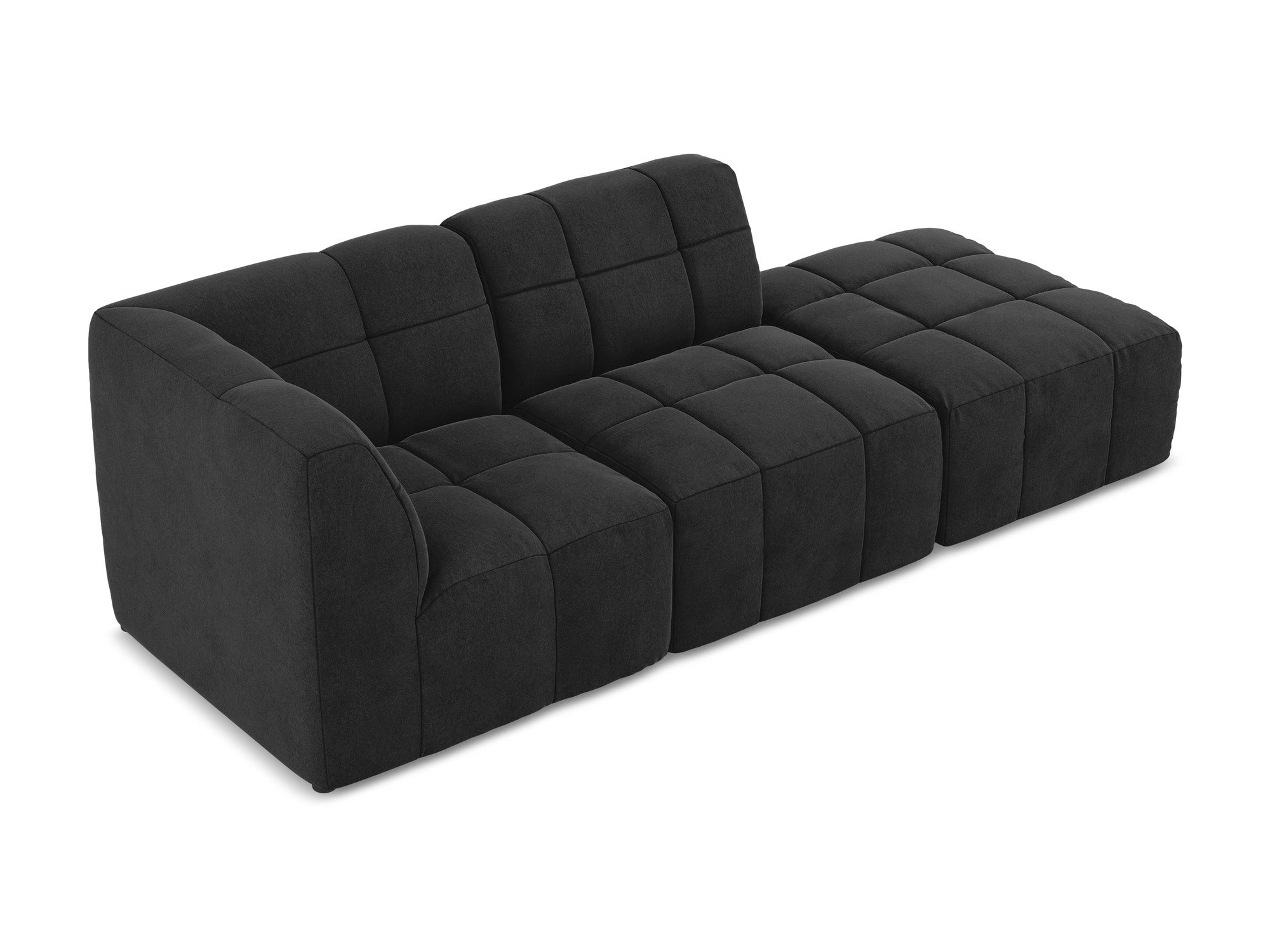 Modulares Samtsofa linksseitig offen 3-sitzig ALOHA schwarz