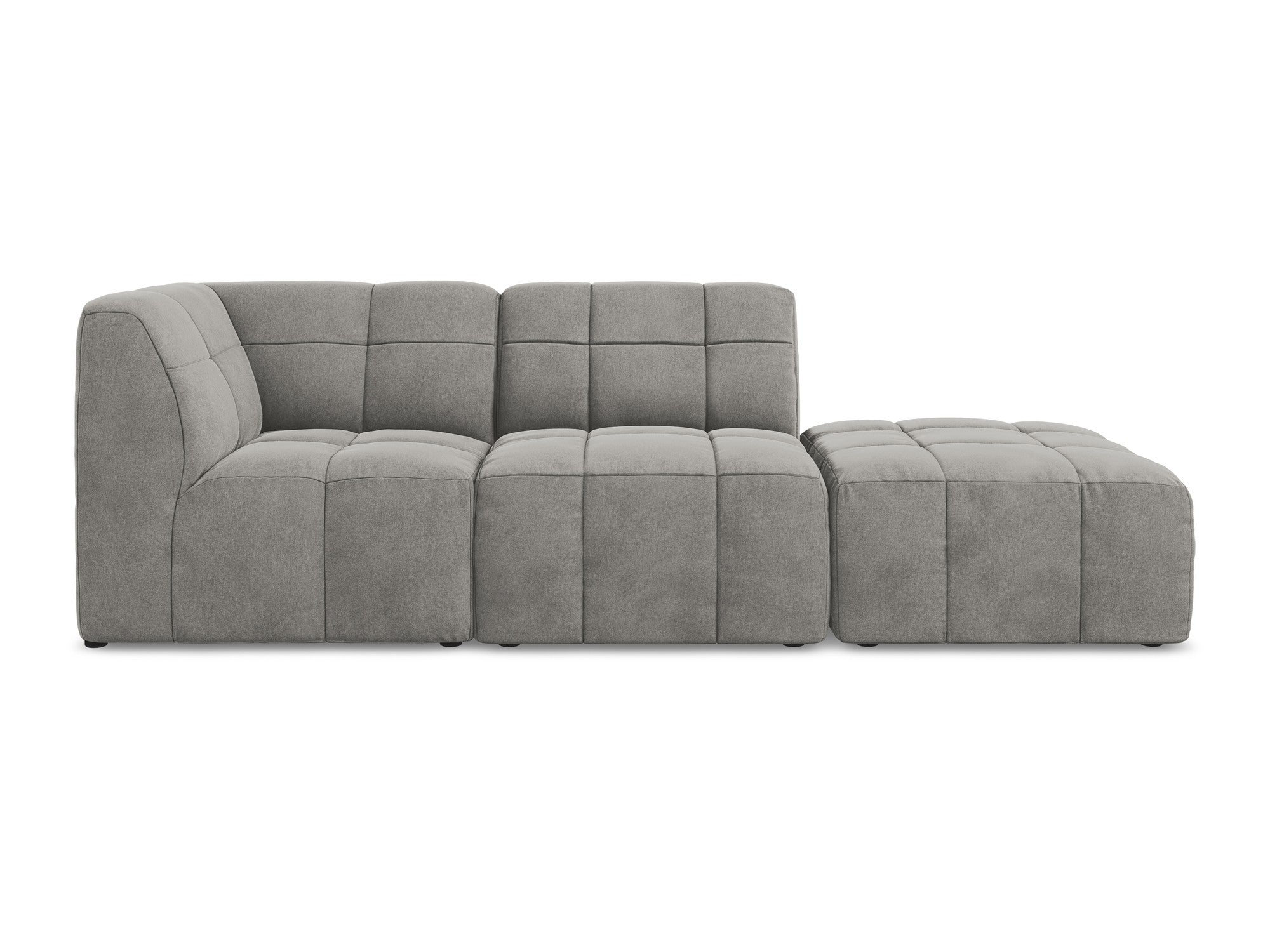 Left-facing open velvet modular sofa for 3 people ALOHA gray