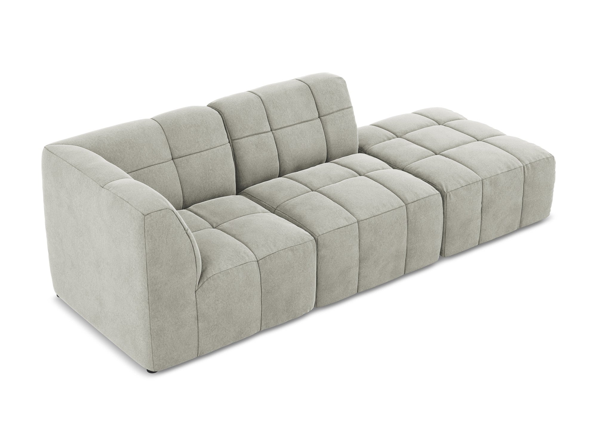 Left-facing open velvet modular sofa for 3 people ALOHA light gray