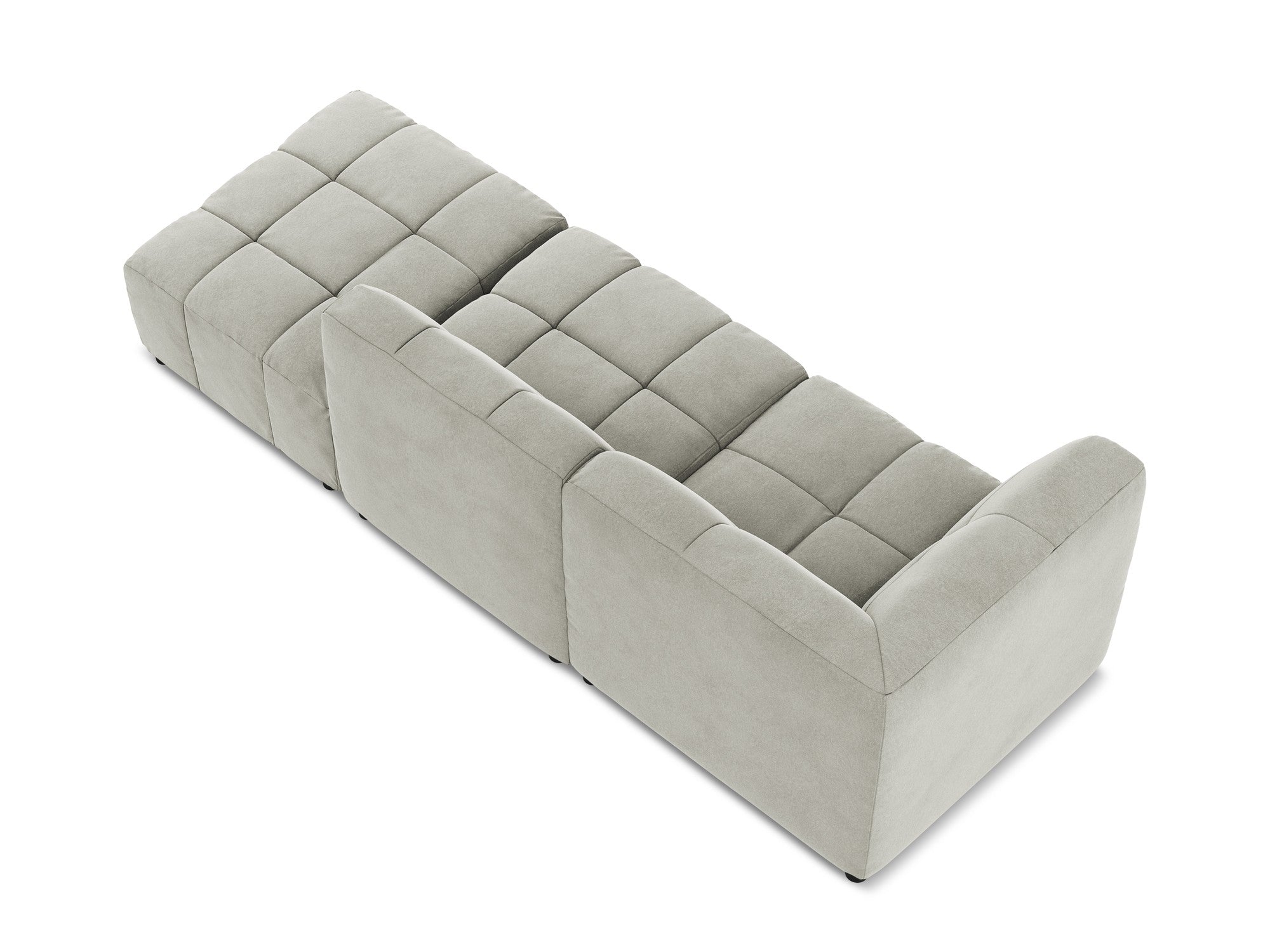 Left-facing open velvet modular sofa for 3 people ALOHA light gray