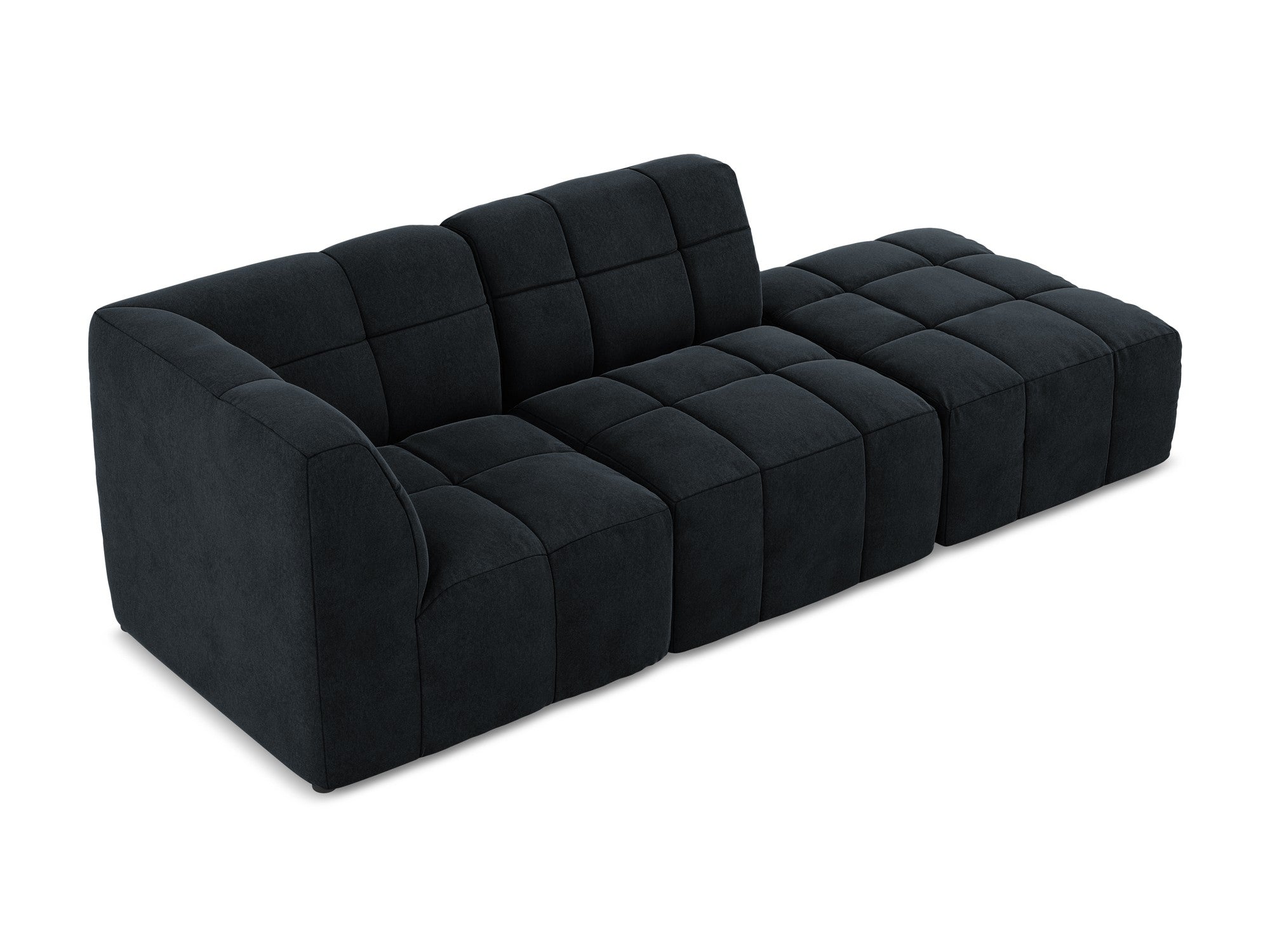 Left-facing open velvet modular sofa for 3 people ALOHA in royal blue