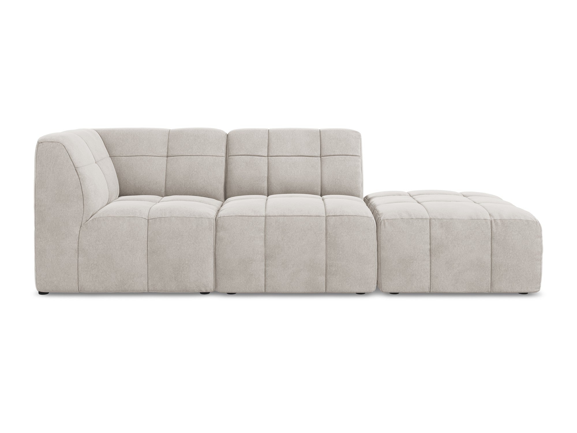 Modulares Sofa aus Samt, linksseitig offen, 3-Sitzer ALOHA in hellbeige