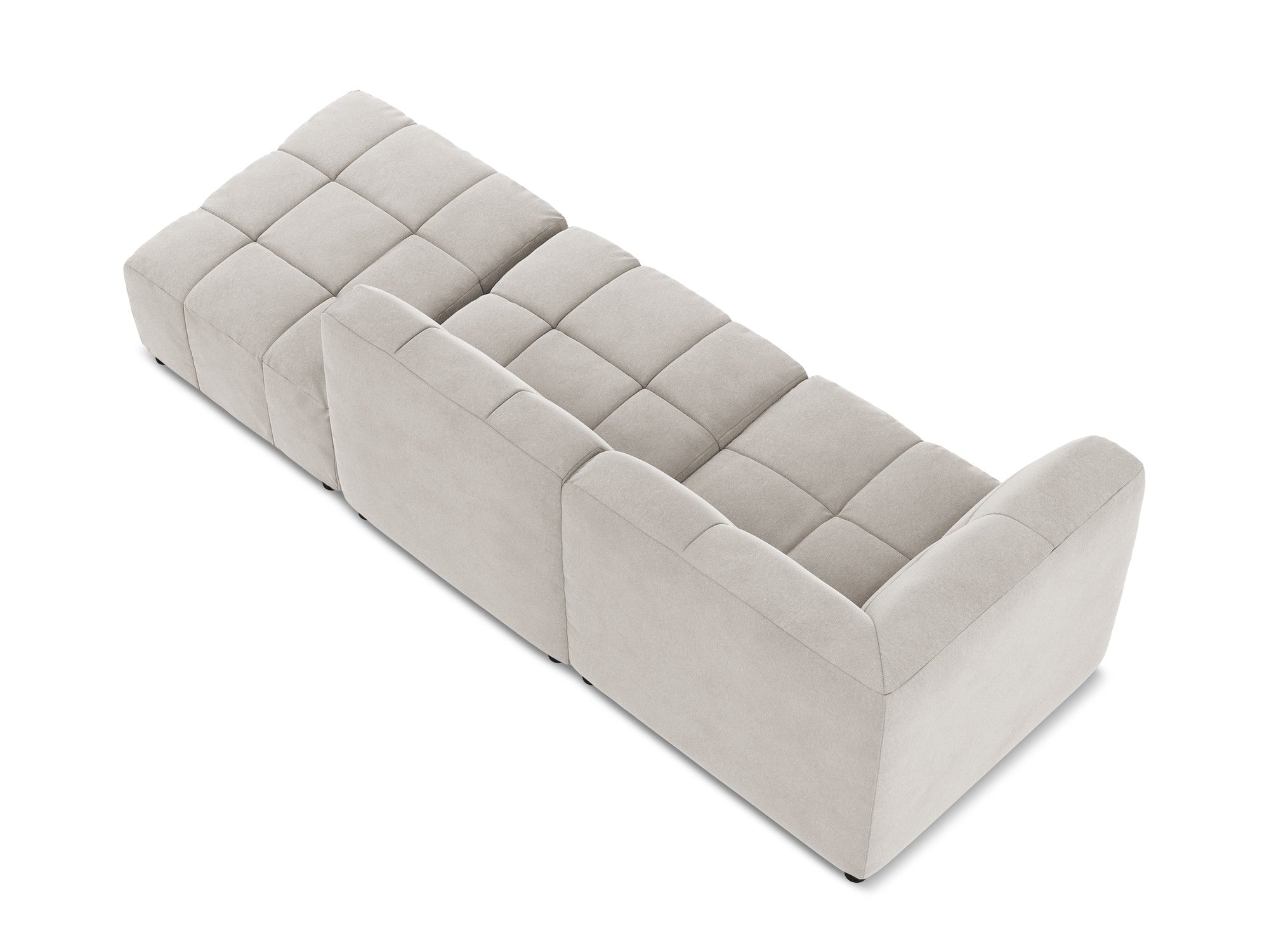 Modulares Sofa aus Samt, linksseitig offen, 3-Sitzer ALOHA in hellbeige