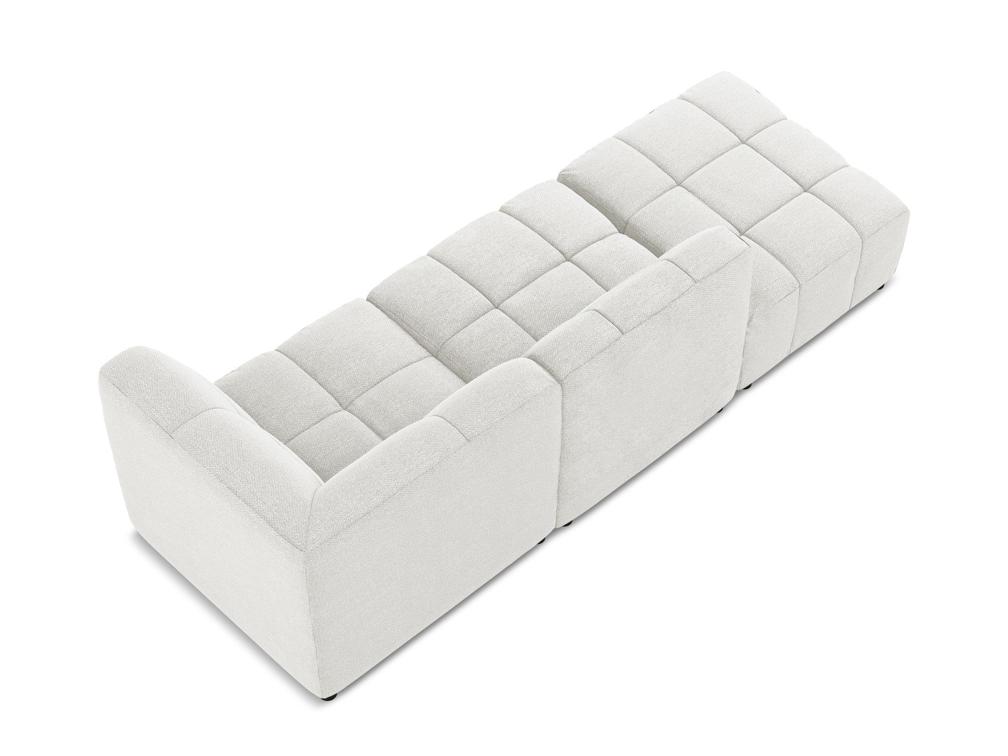 Modulares Sofa mit offener rechter Seite, 3-Sitzer ALOHA, weißes Boucle