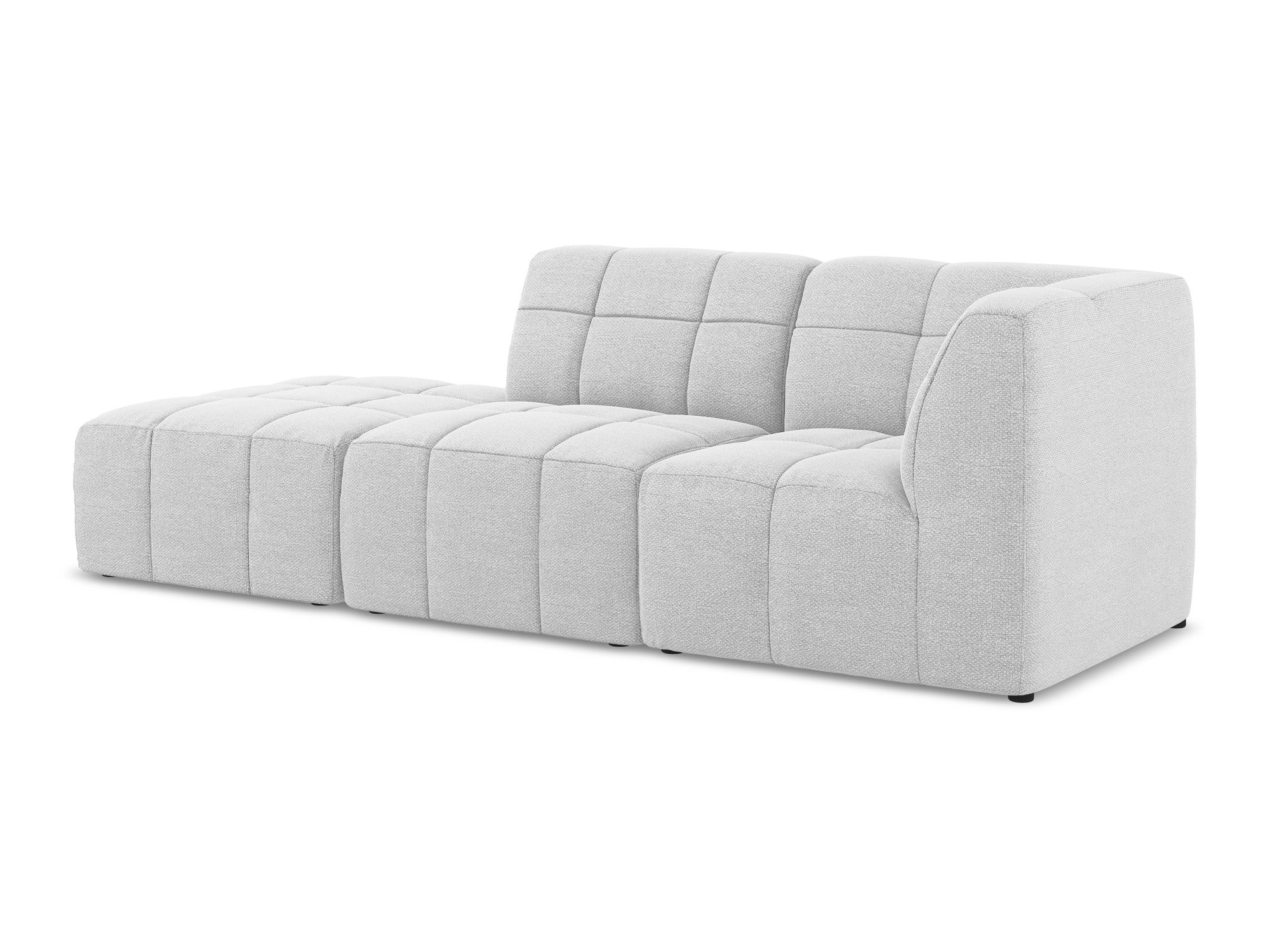 Modulares Sofa mit offener rechter Seite, 3-Sitzer ALOHA, silbernes Boucle