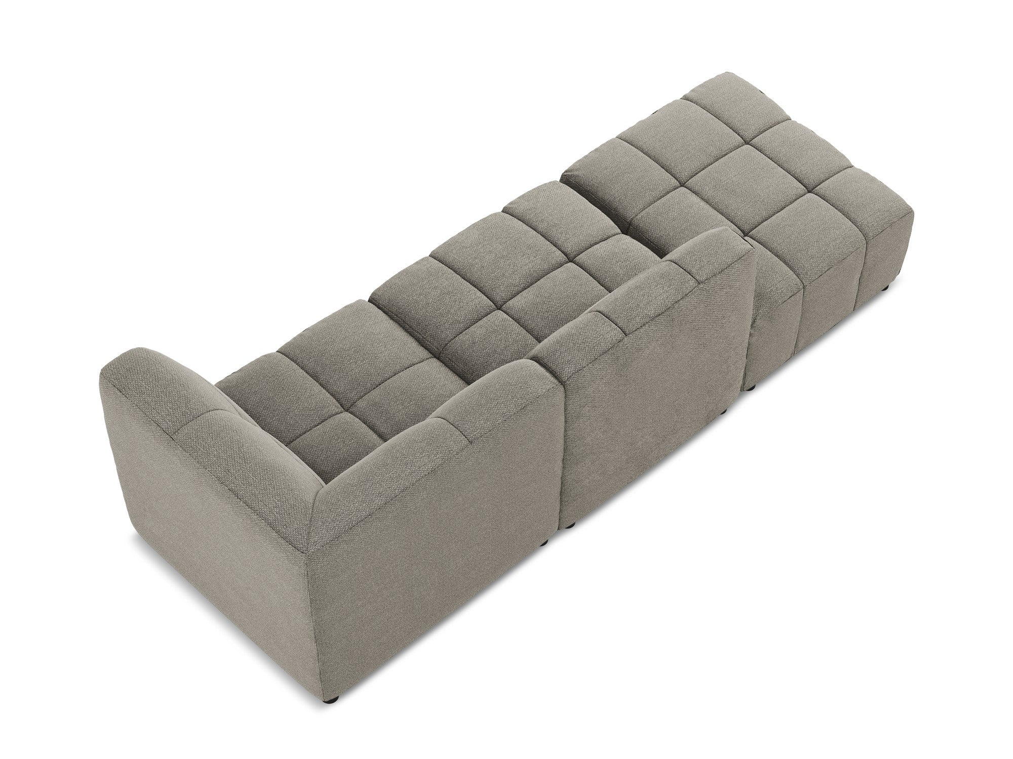 Modulares Sofa mit offener rechter Seite, 3-Sitzer ALOHA, graues Boucle
