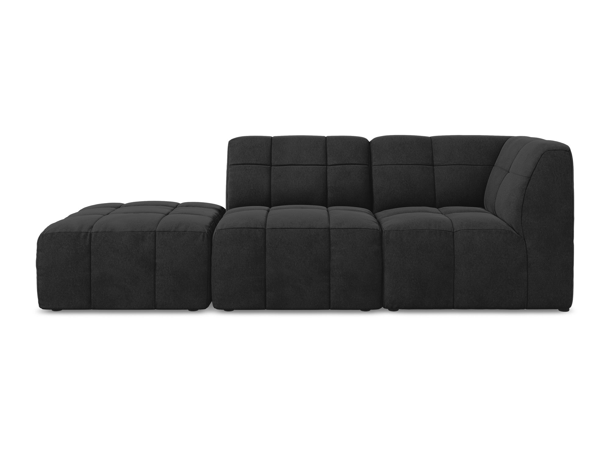 Black Right-Open Velvet Modular Sofa for 3 People ALOHA