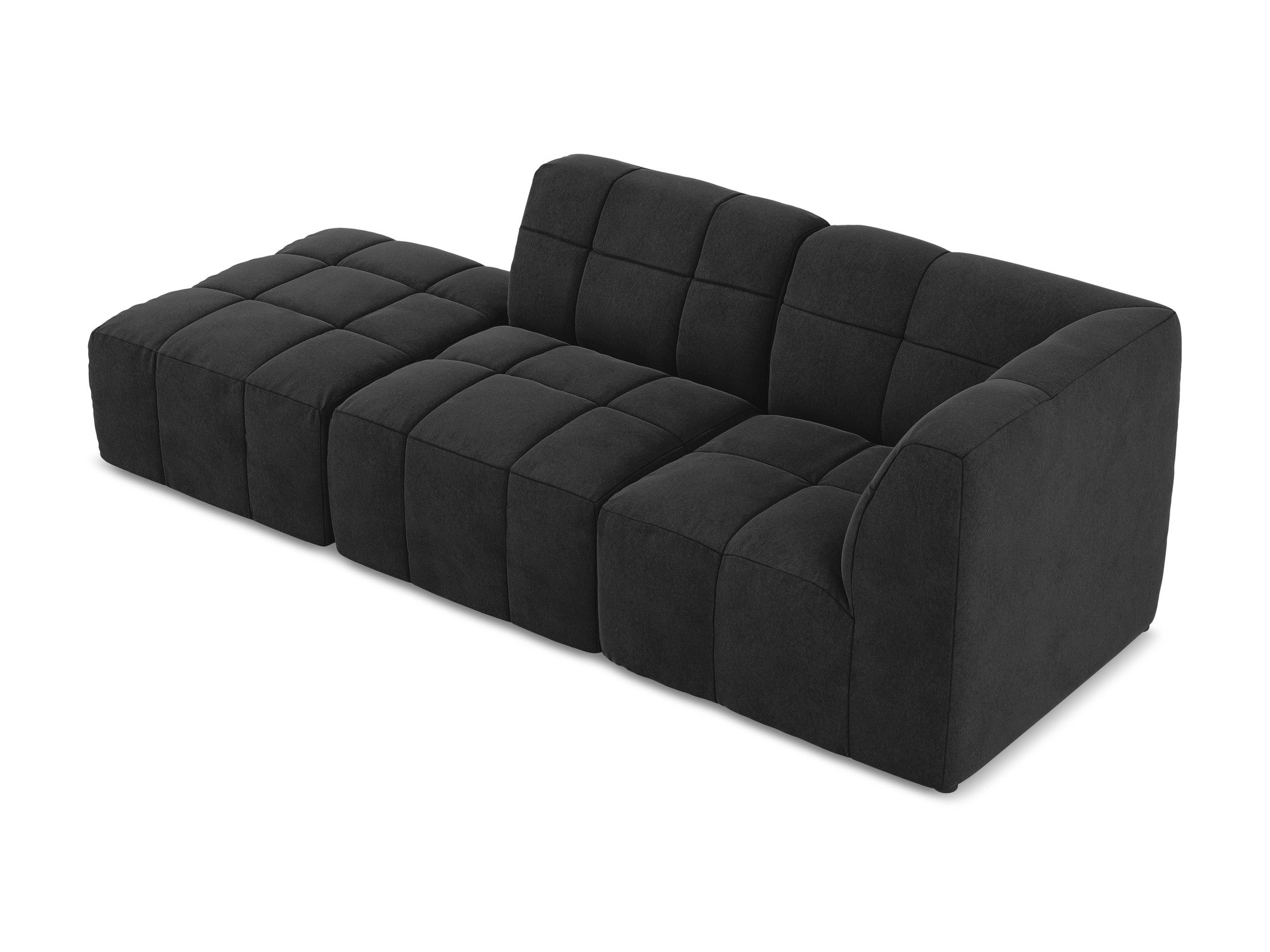 Black Right-Open Velvet Modular Sofa for 3 People ALOHA