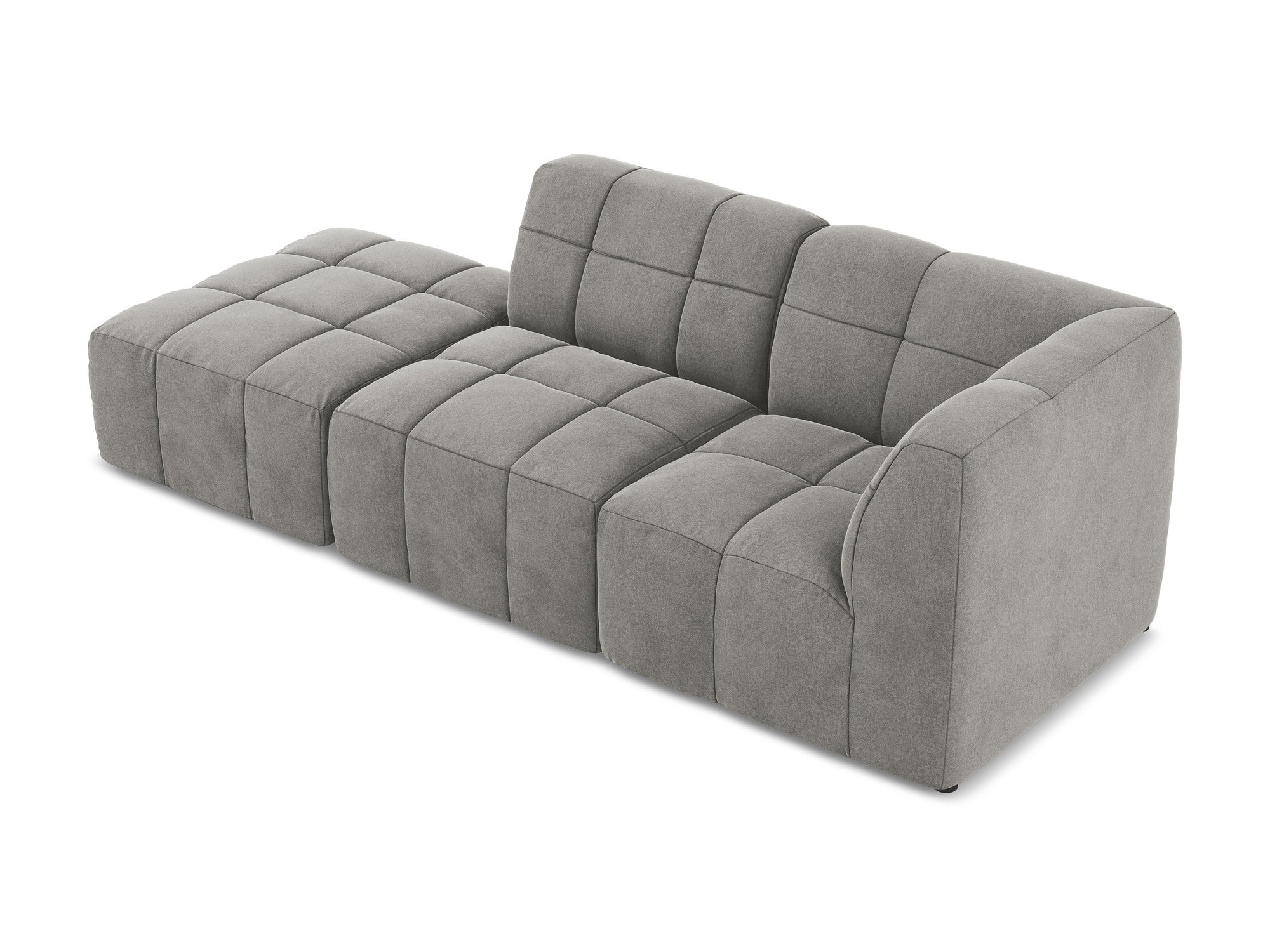 Aloha Gray Right-Open Velvet Modular Sofa for 3 People