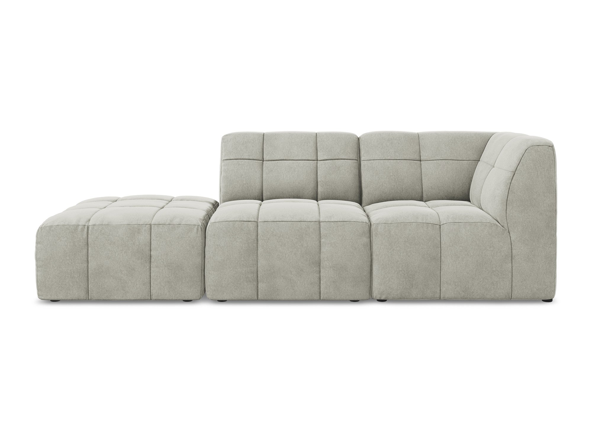 Right-facing open velvet modular sofa for 3 people ALOHA light gray