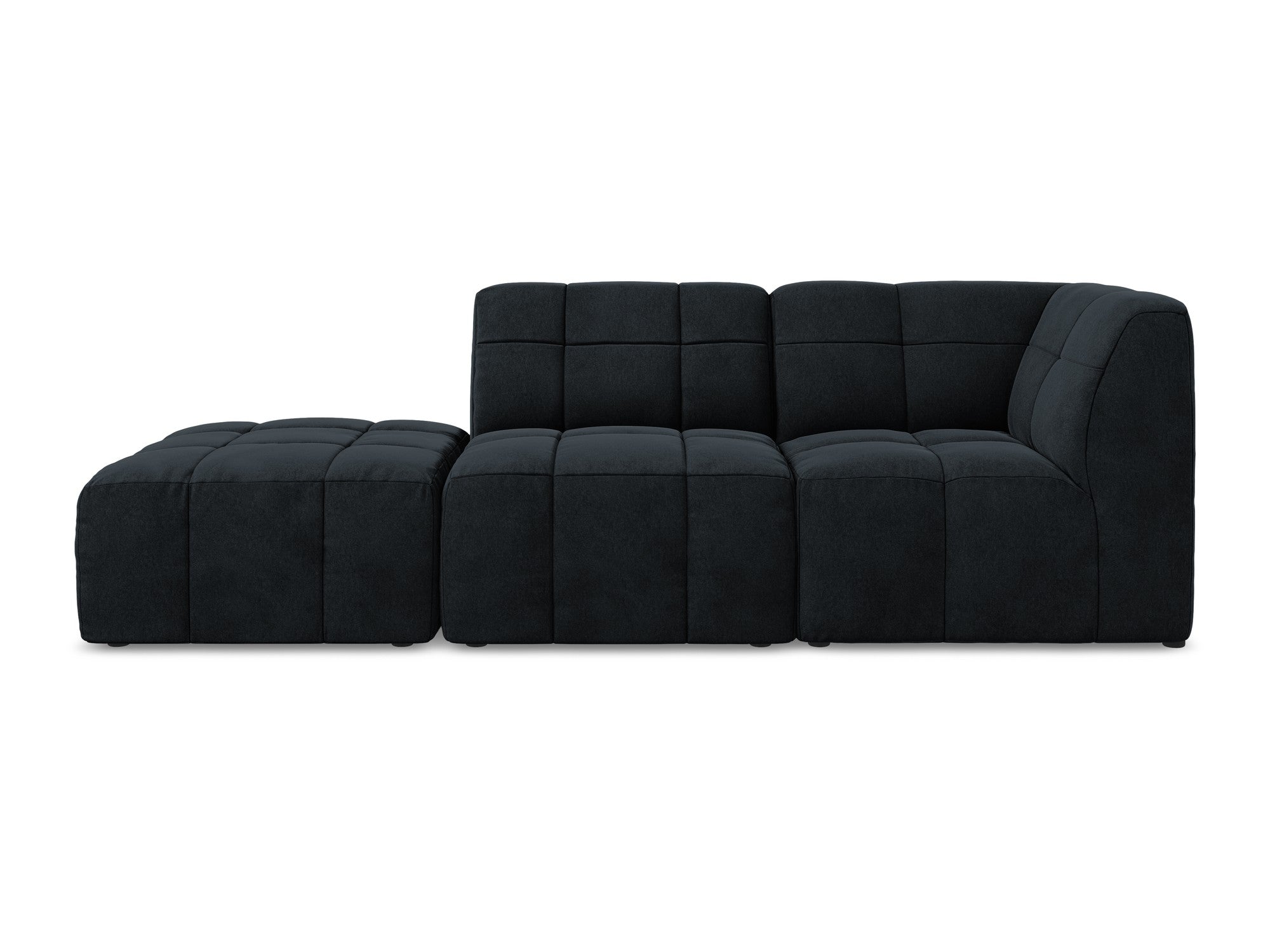 Right-facing open velvet modular sofa for 3 people ALOHA in royal blue