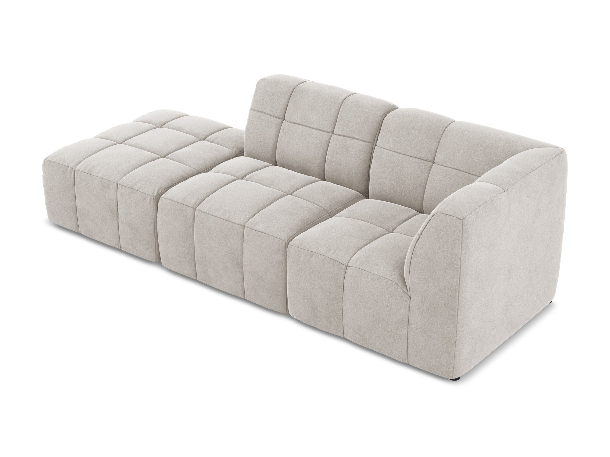 Right-facing open velvet modular sofa for 3 people ALOHA light beige