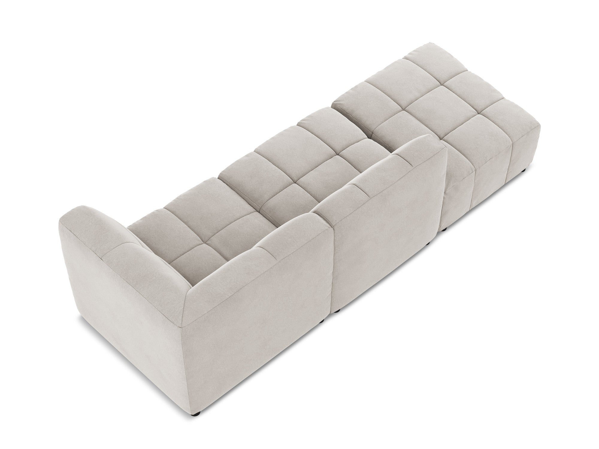 Right-facing open velvet modular sofa for 3 people ALOHA light beige