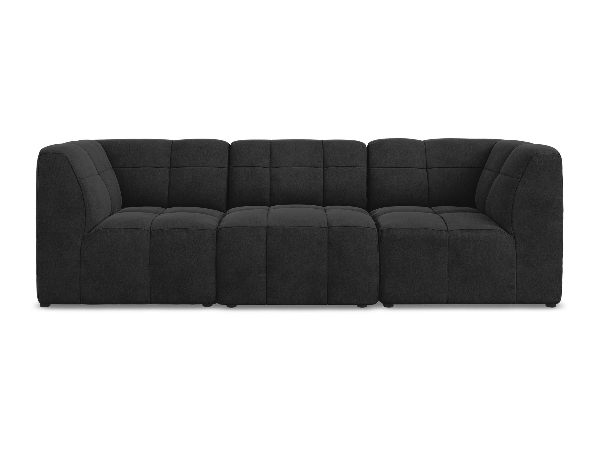Modular Velvet Sofa for 3 People ALOHA Black