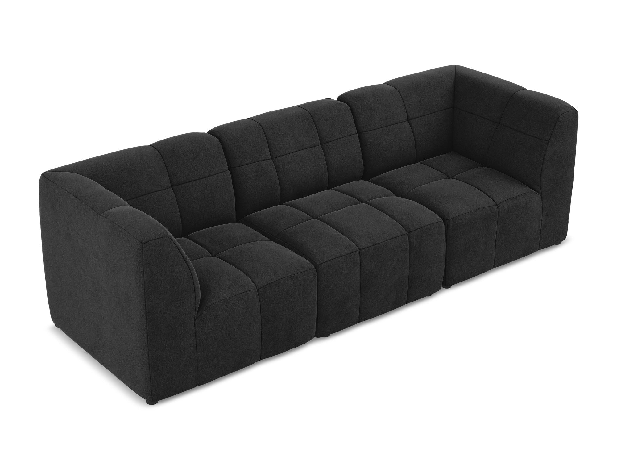 Modular Velvet Sofa for 3 People ALOHA Black