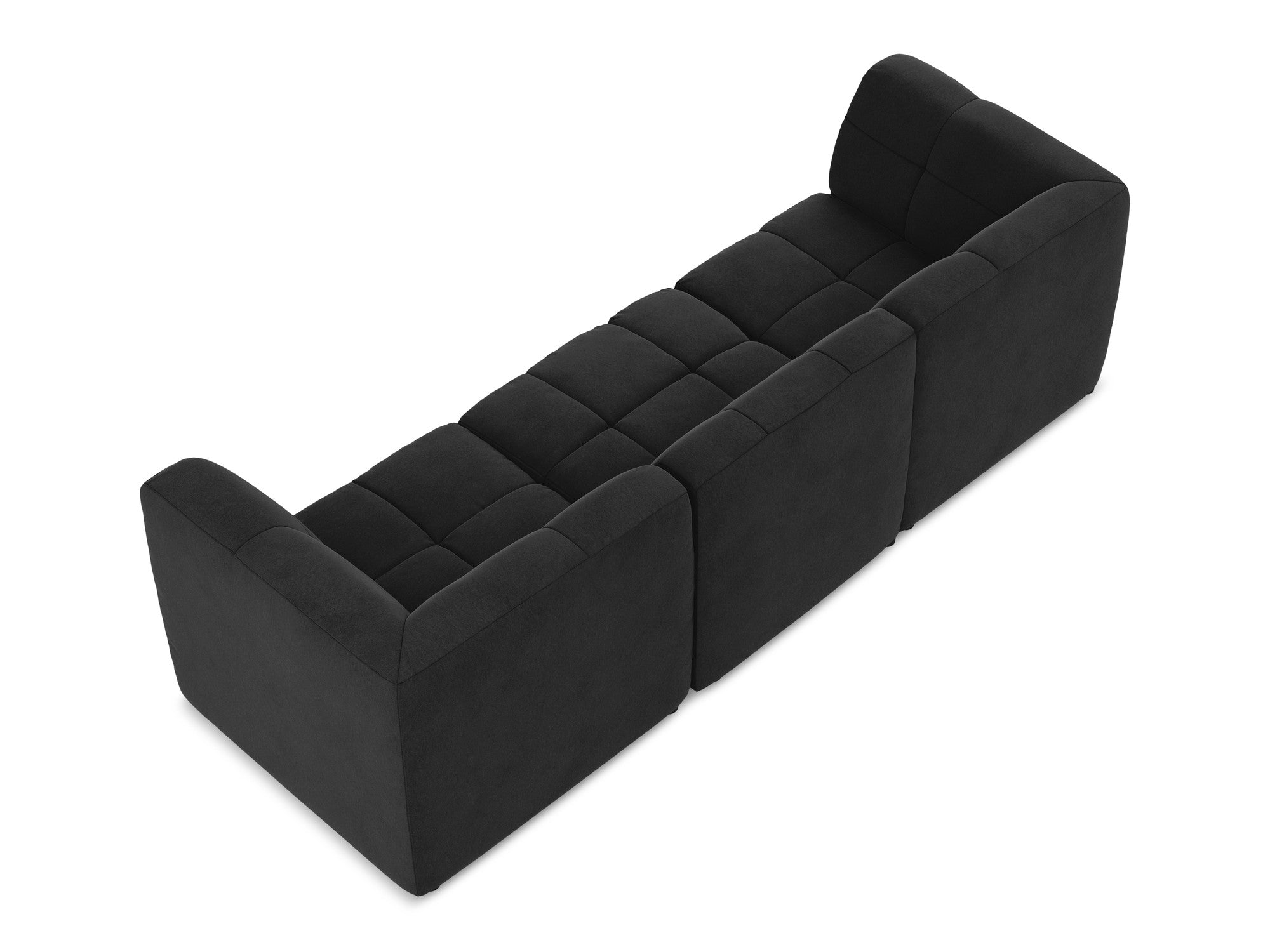 Modular Velvet Sofa for 3 People ALOHA Black