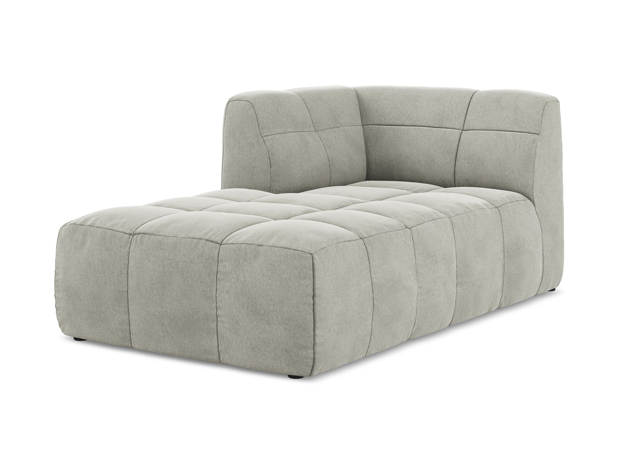 Left-facing velvet chaise lounge ALOHA light gray