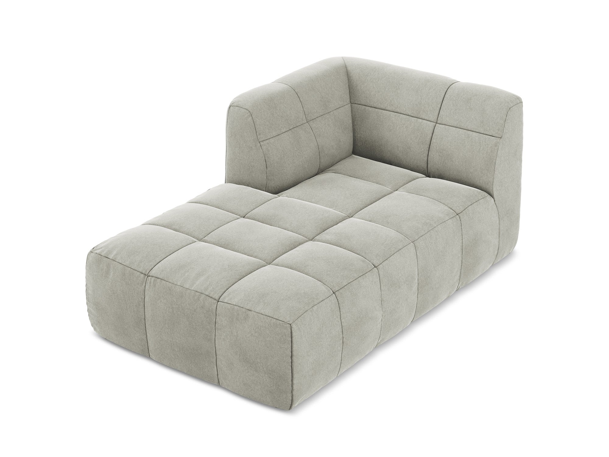 Left-facing velvet chaise lounge ALOHA light gray