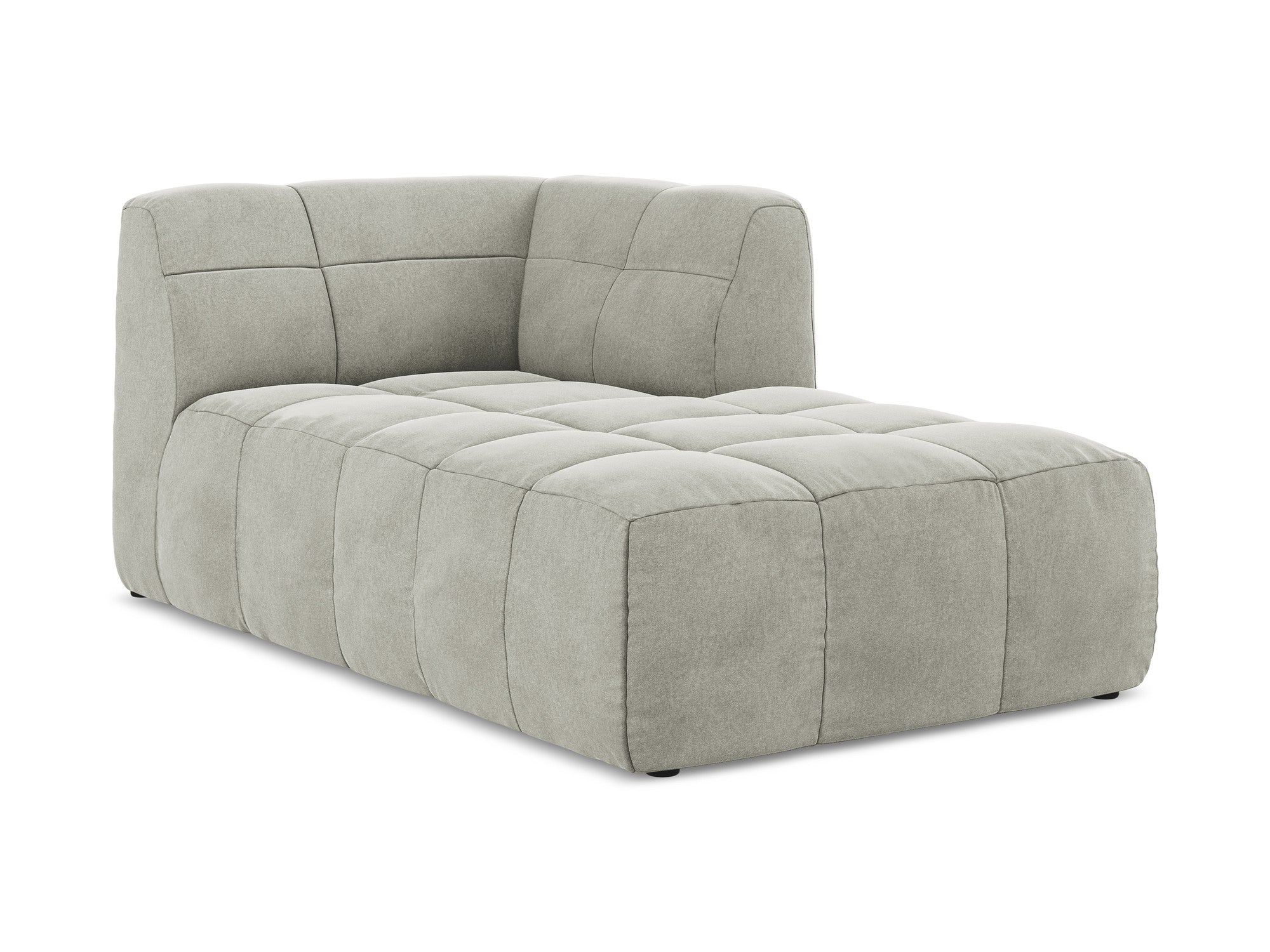 Right-facing velvet chaise lounge ALOHA light gray