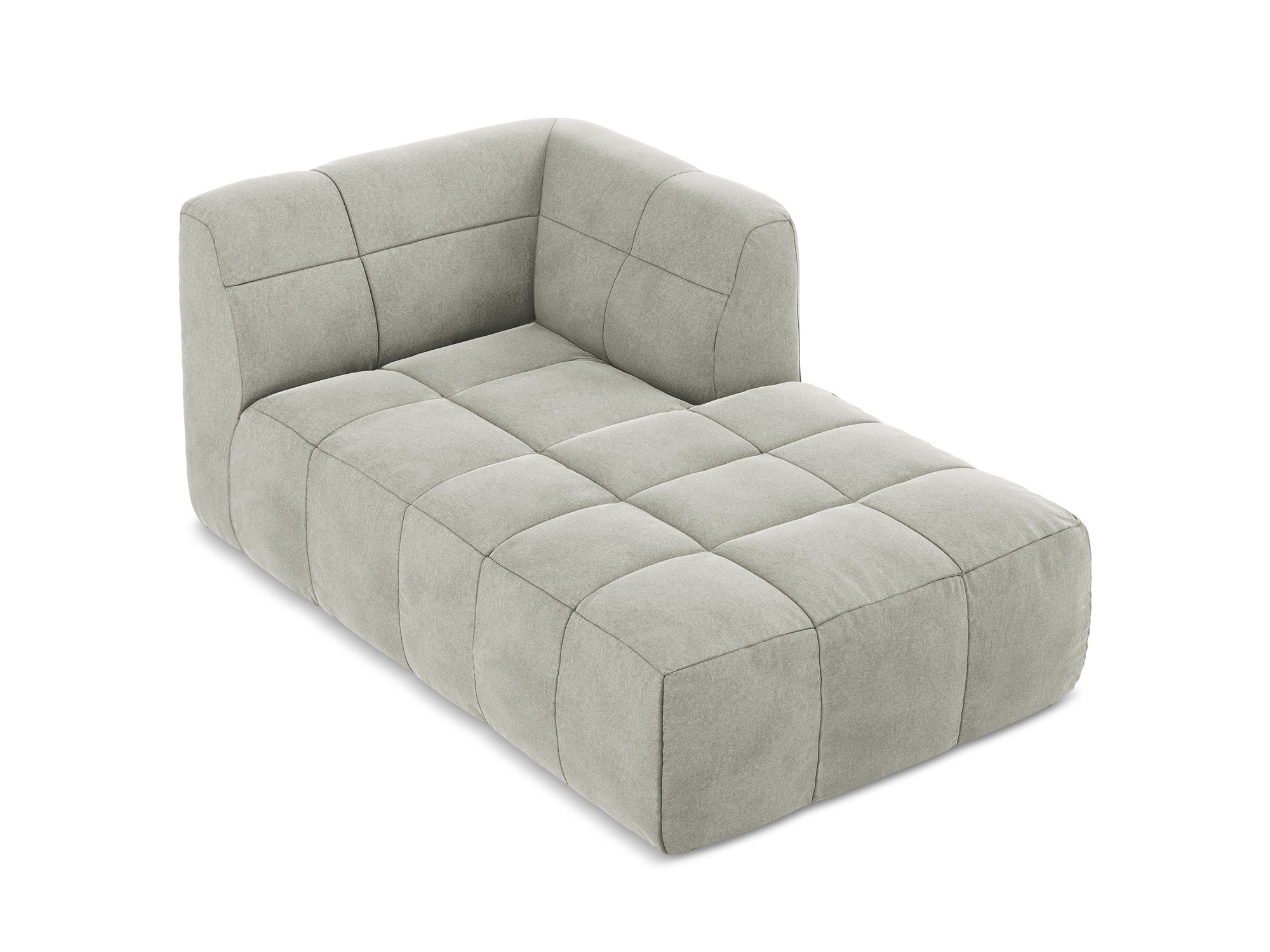 Right-facing velvet chaise lounge ALOHA light gray