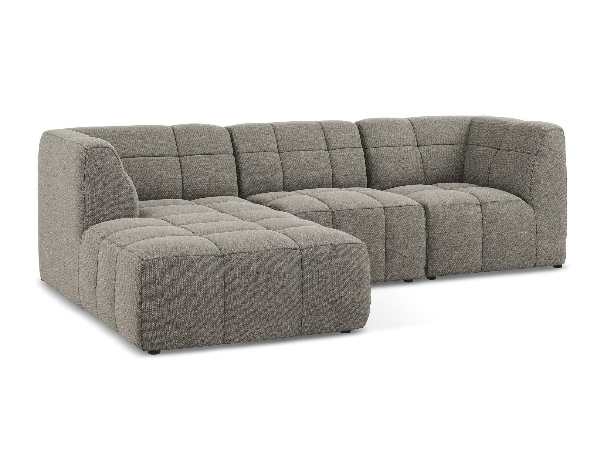Left-facing modular sofa ALOHA in gray boucle, 3-seater