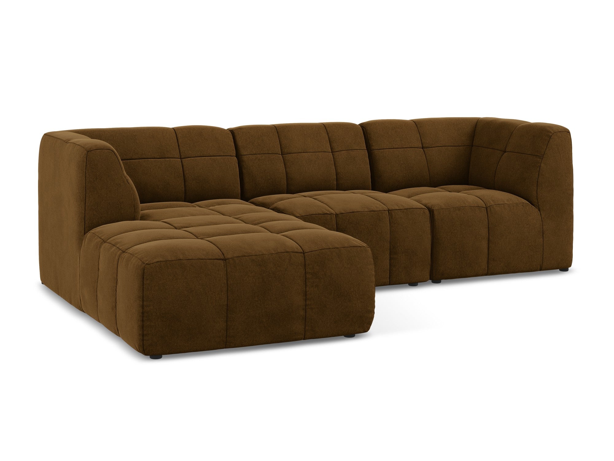 Left-facing modular velvet sofa for 3 people ALOHA mustard