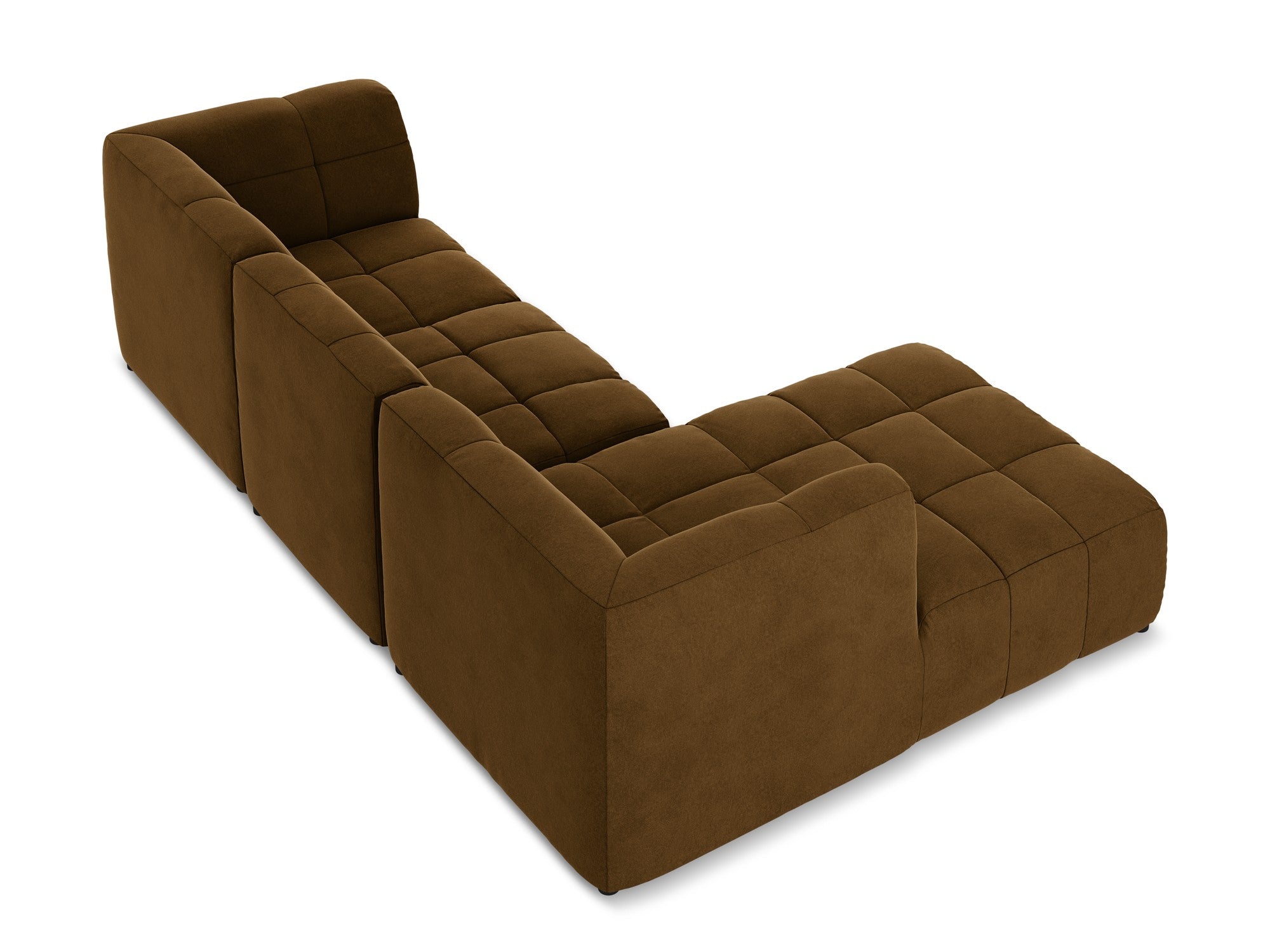 Left-facing modular velvet sofa for 3 people ALOHA mustard
